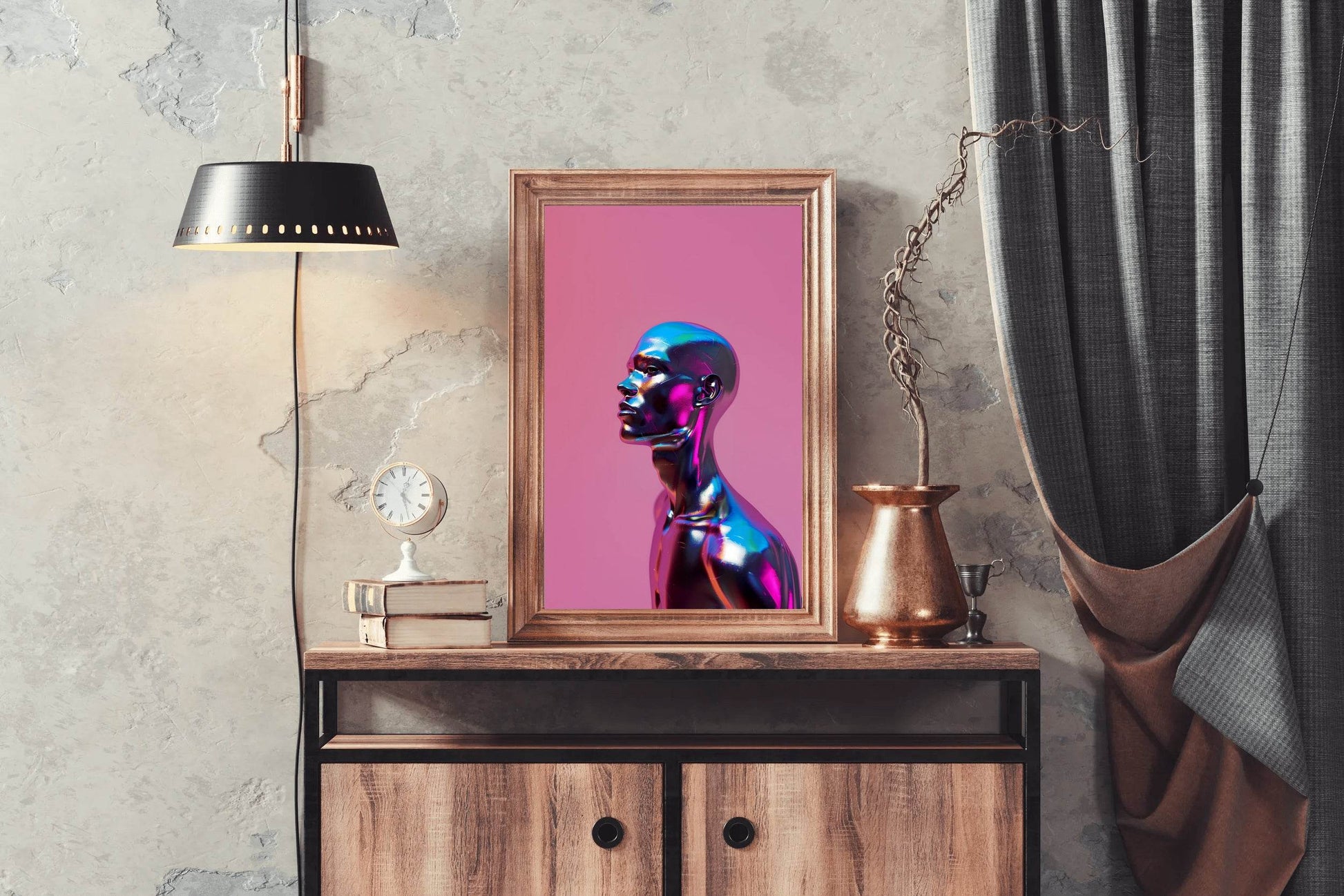 Metallic Human Head Wall Art - beink online art store