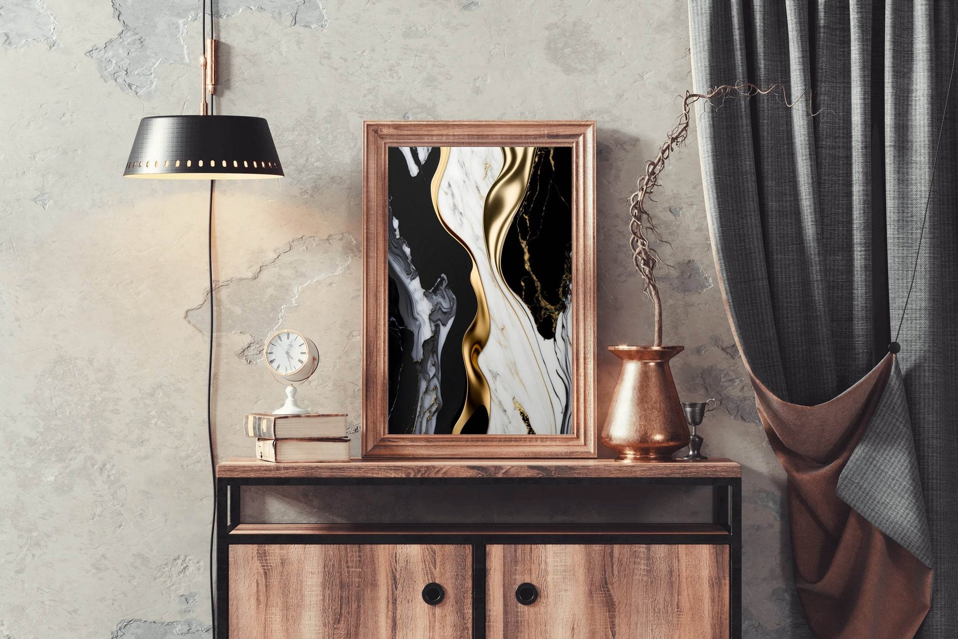 Black White And Gold Mmarble Facade Wall Art - beink online art store
