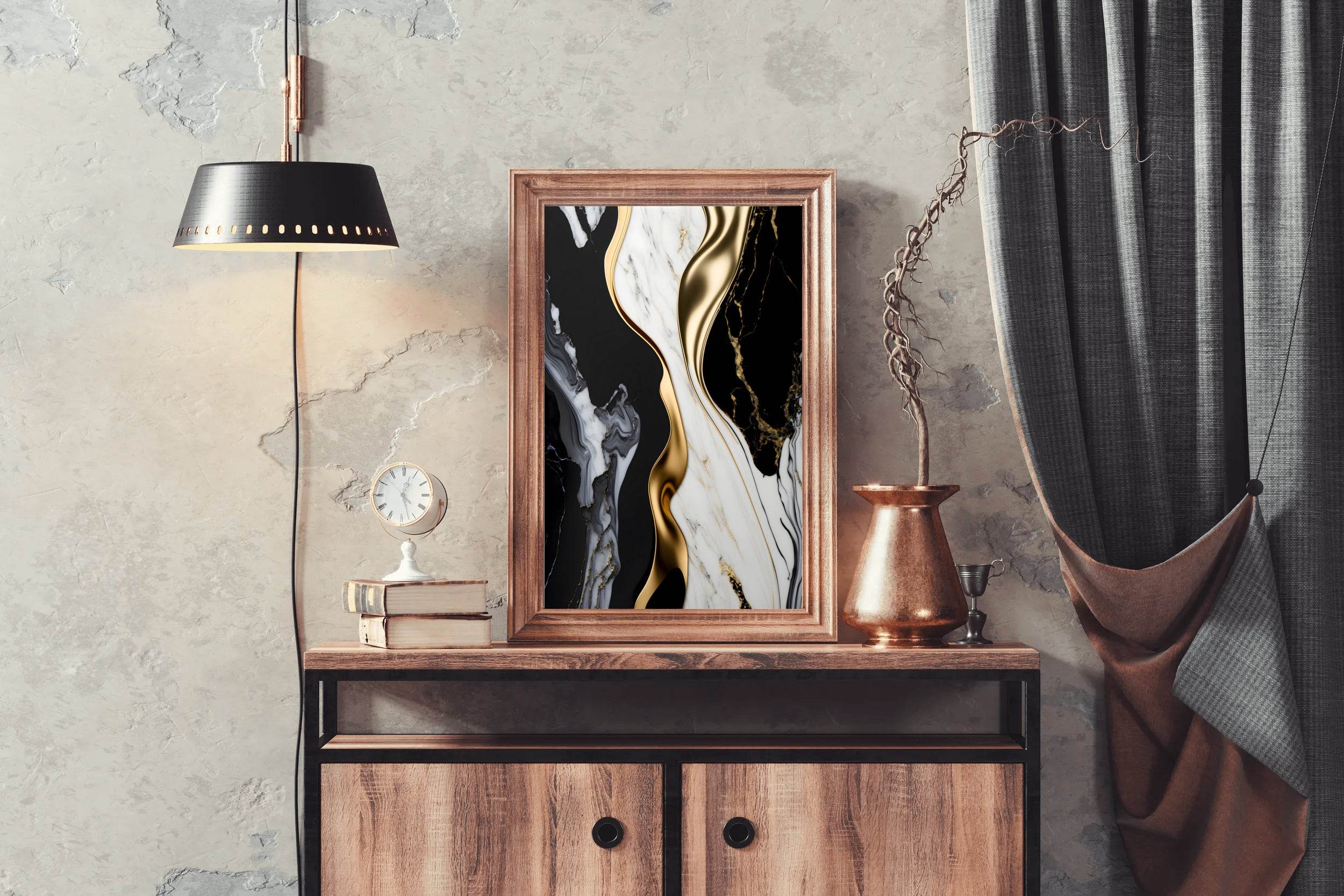 Black White And Gold Mmarble Facade Wall Art - beink online art store