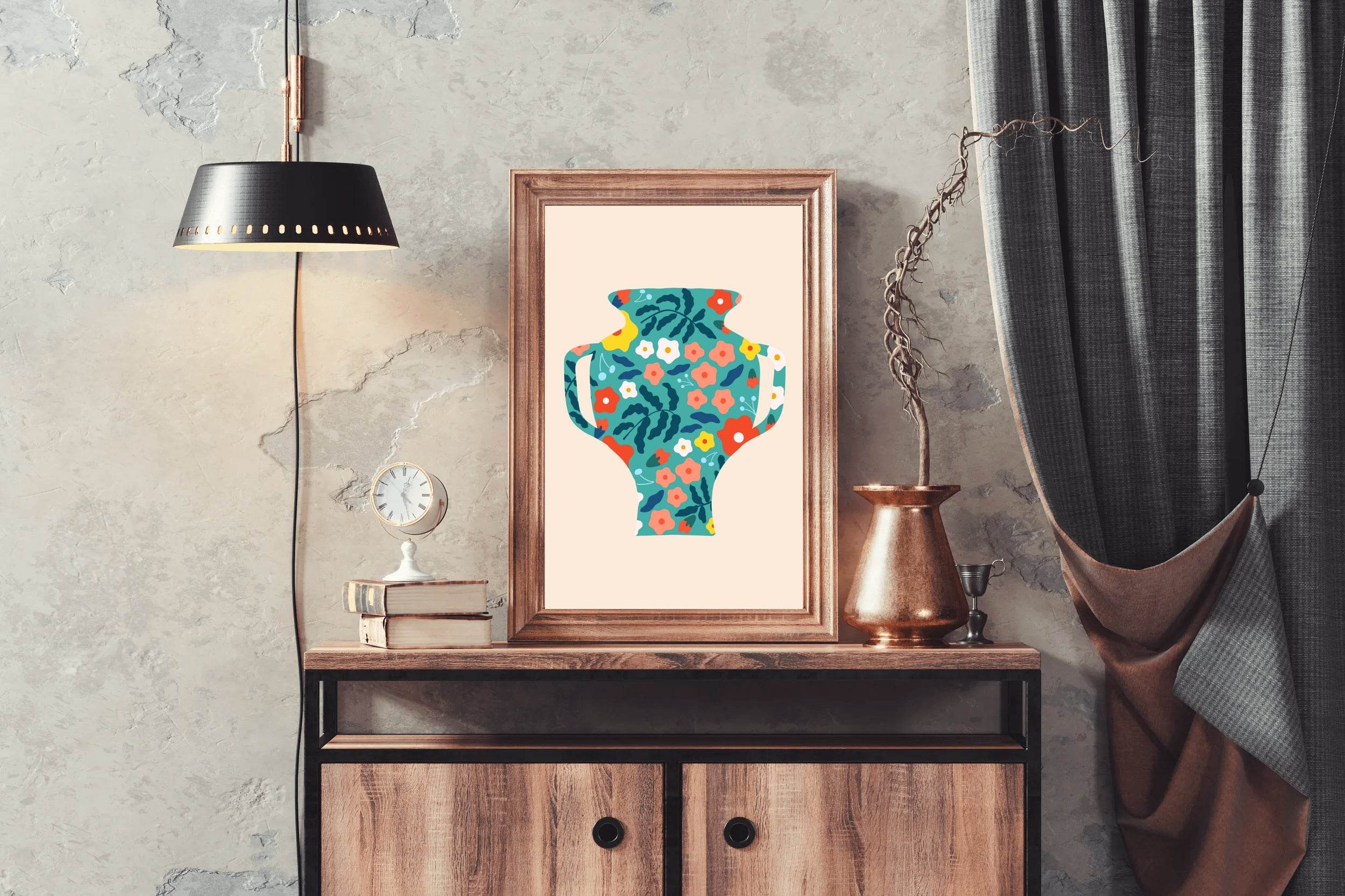 Decorated Flower Pot Painting Wall Art - beink online art store