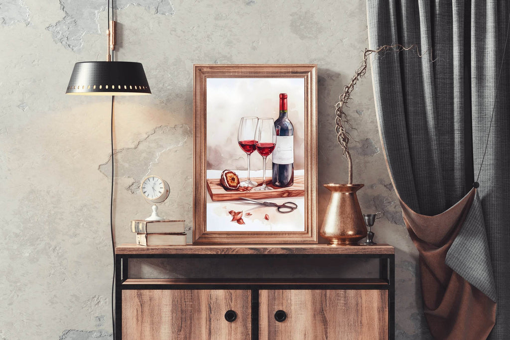 Red Wine Watercolor Painting - beink online art store