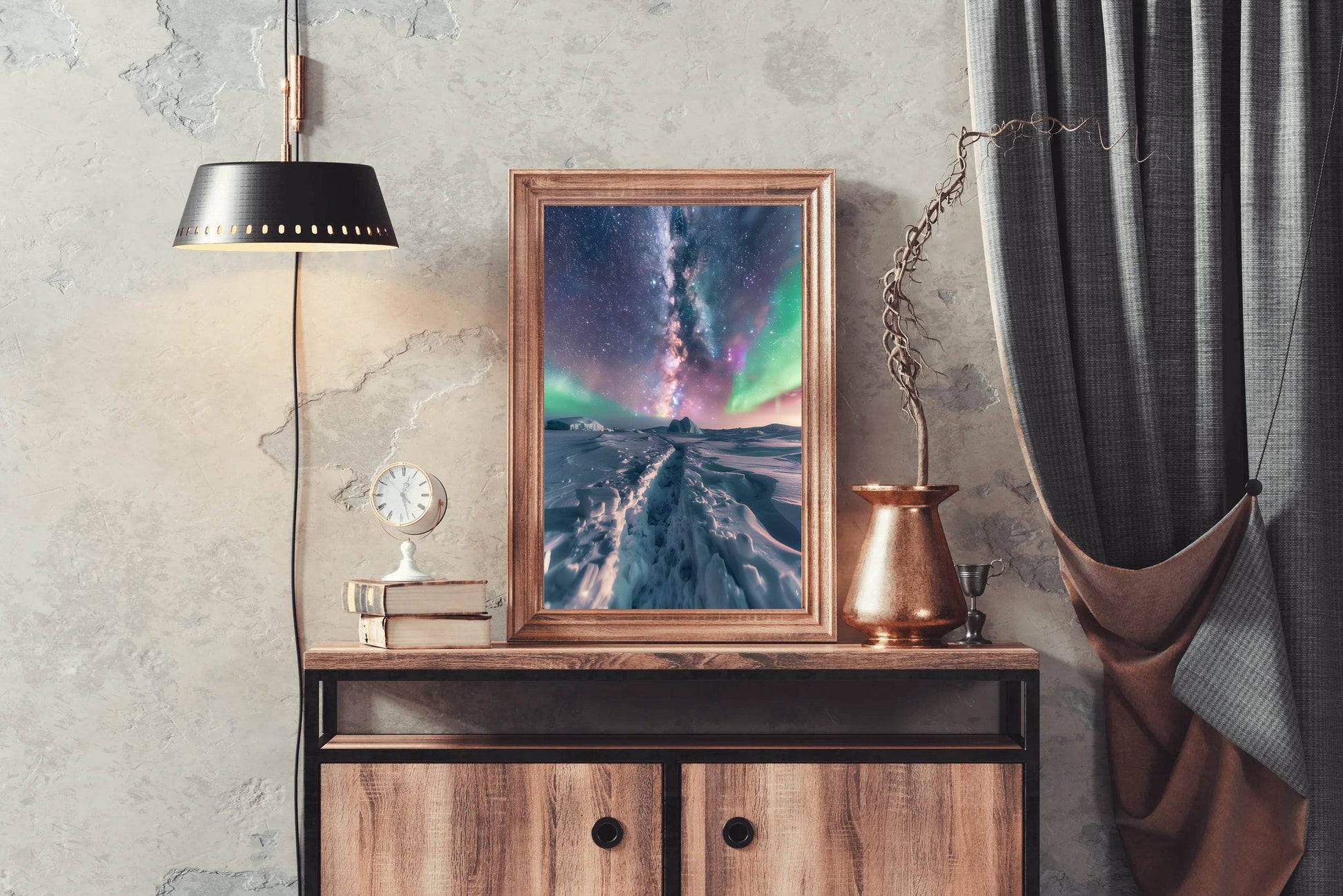 Northern lights in the Sky Over Snow Wall Art - beink online art store