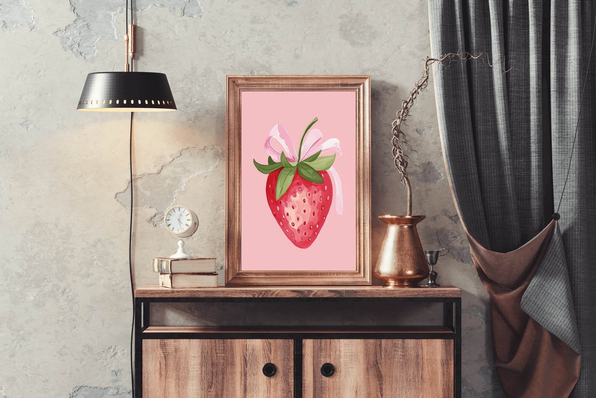 Watercolor Illustration of Ripe Red Strawberry Digital Art - beink online art store