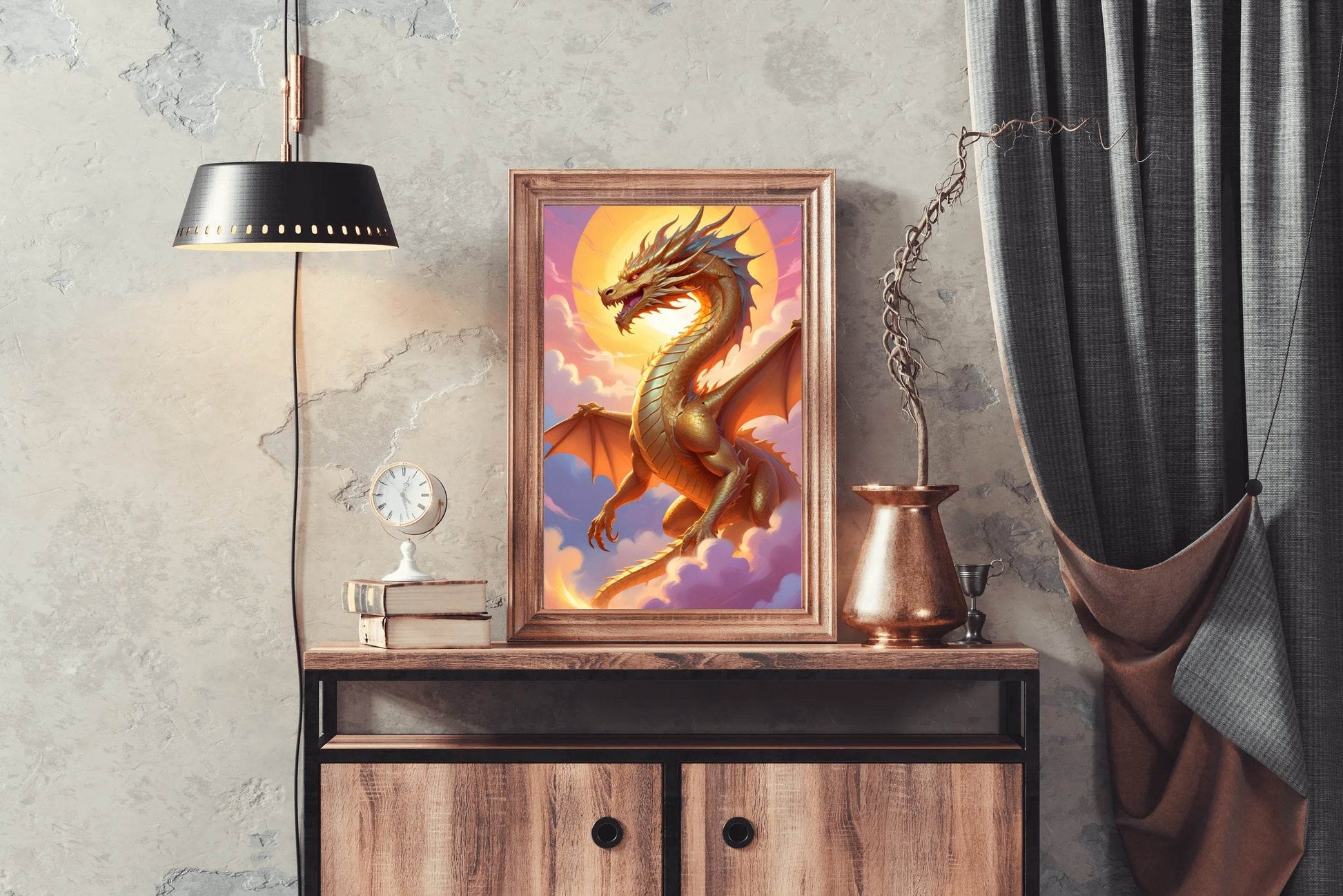 Golden Dragon Animal Wall Art - beink online art store