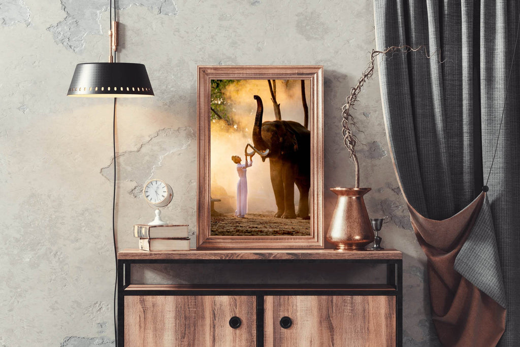 Women and Elephant Animal Wall Art - beink online art store