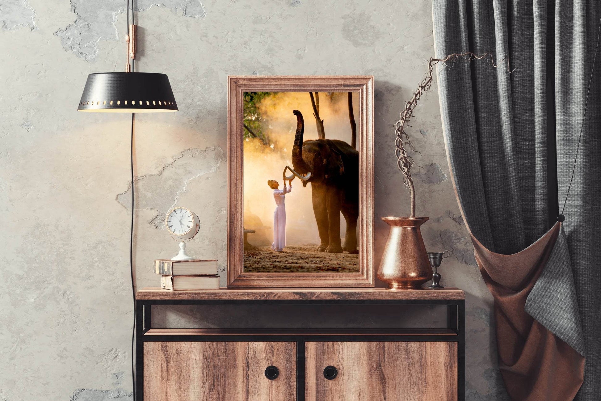 Women and Elephant Animal Wall Art - beink online art store