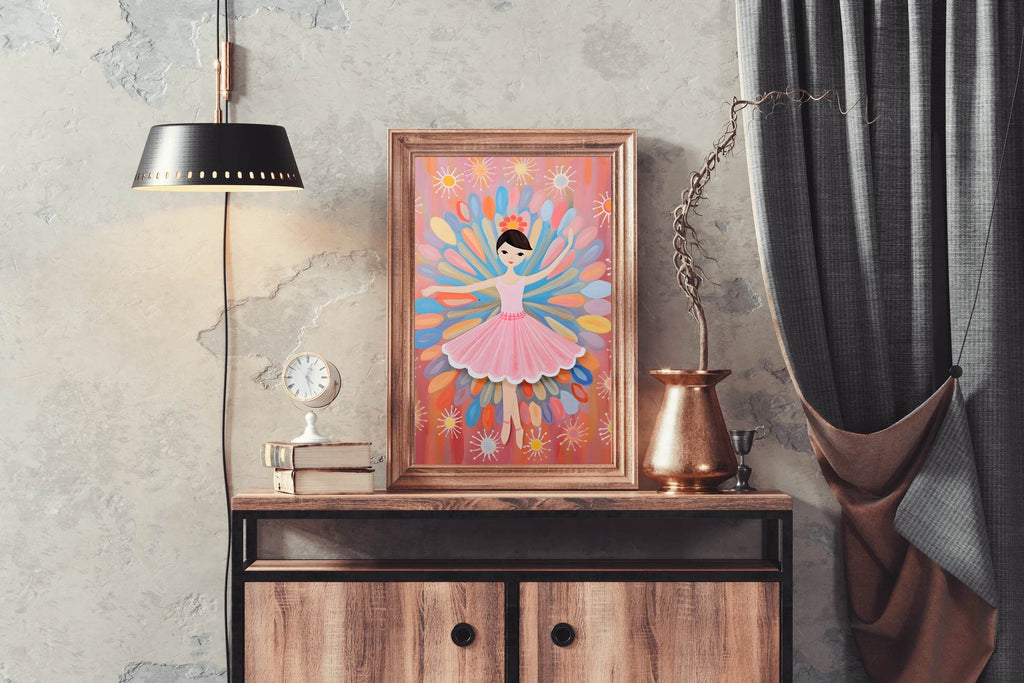 Ballet Cartoon Illustration of a Cute Little Girl - beink online art store