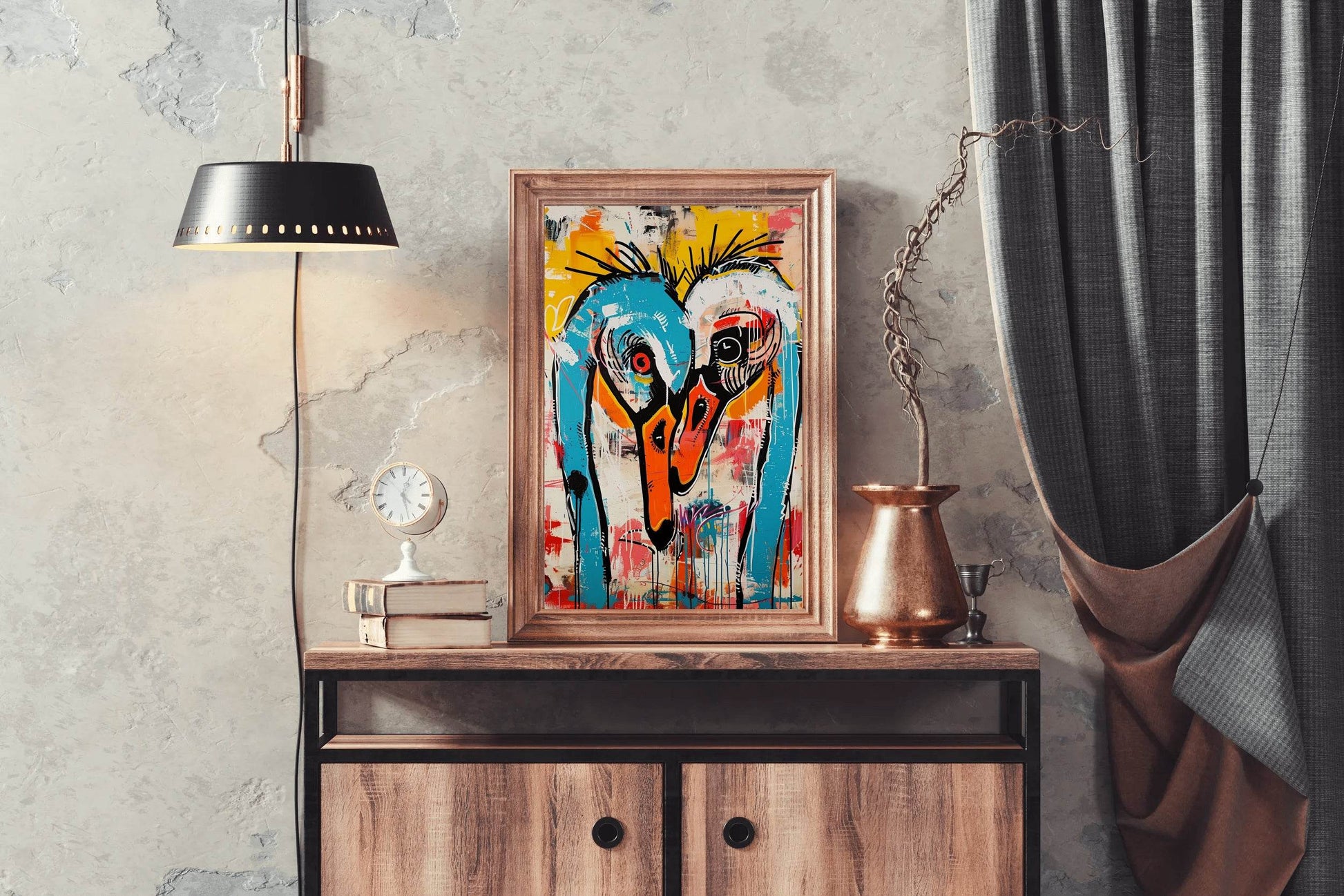 Color Painting of Pair of Swan - beink online art store