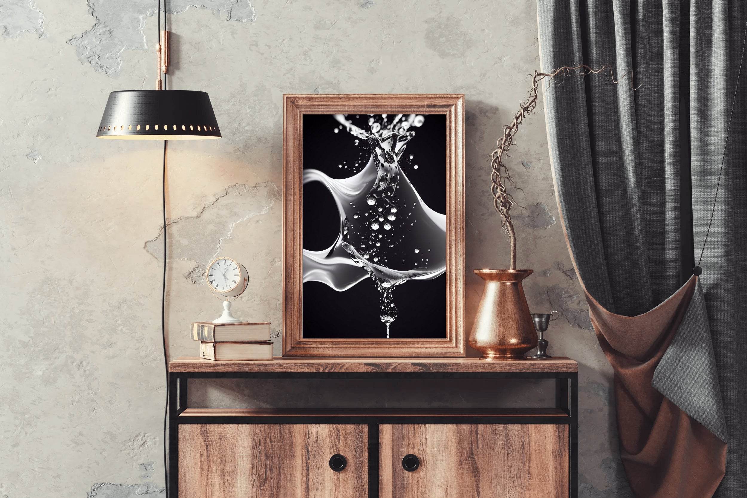 Water Splash Black & White Wall Art - beink online art store