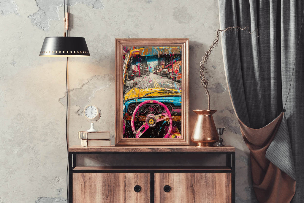 Rainbow Car To Road Wall Art - beink online art store