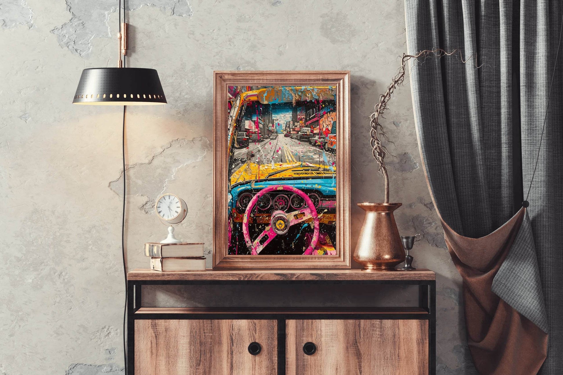 Rainbow Car To Road Wall Art - beink online art store