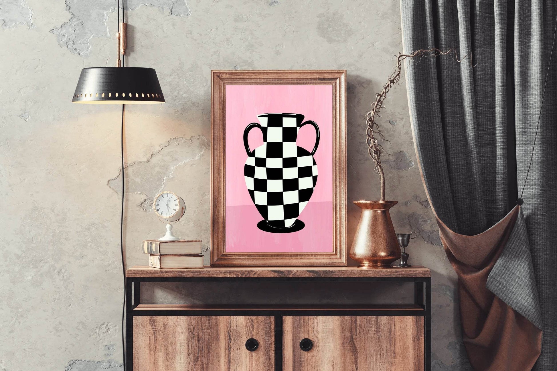 Checkered Vase Painting Wall Art - beink online art store
