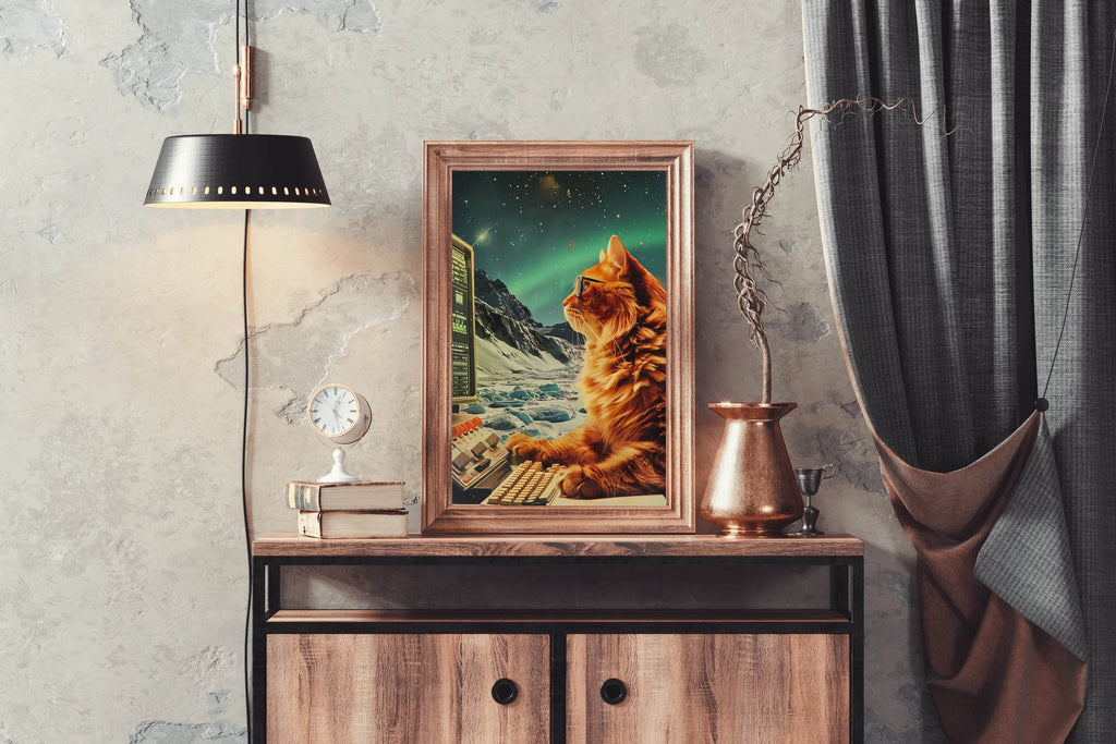 A Cat Watching The Computer Wall Art - beink online art store