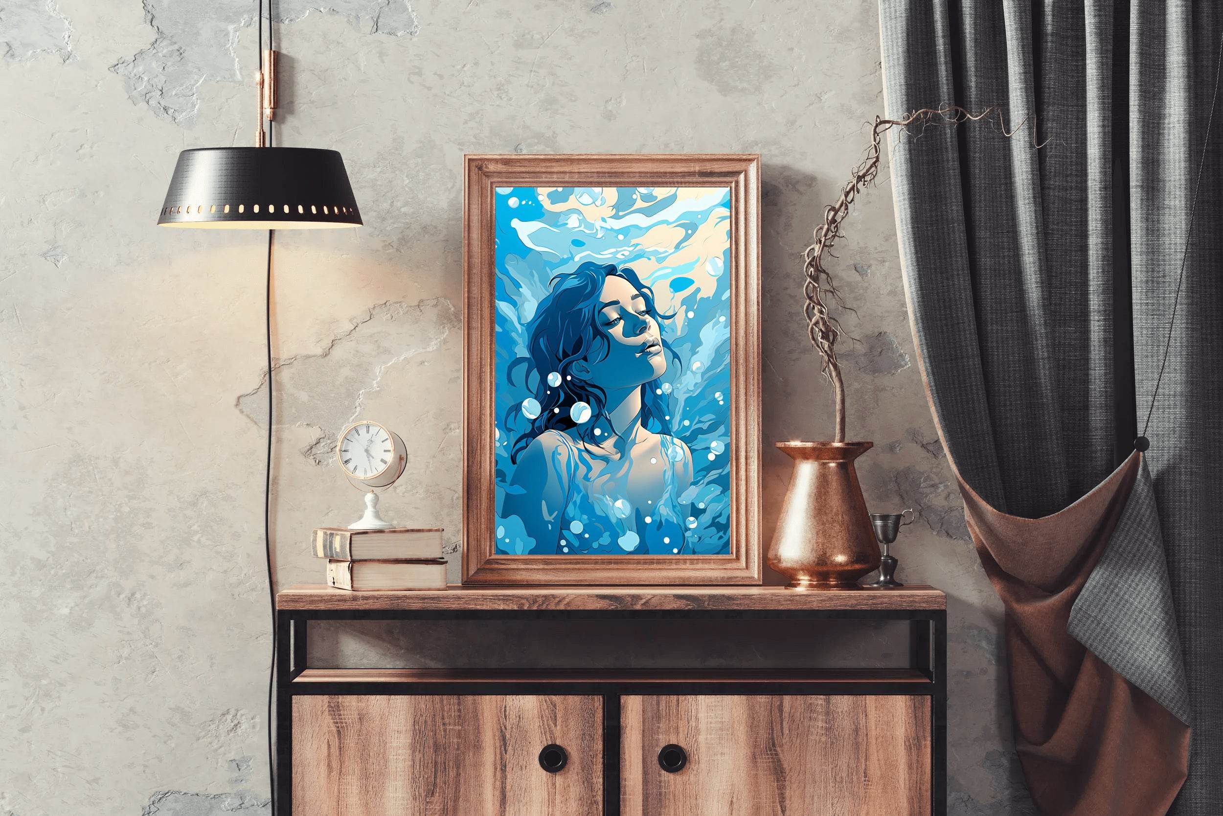 Girl Underwater Anime Wall Art - beink online art store