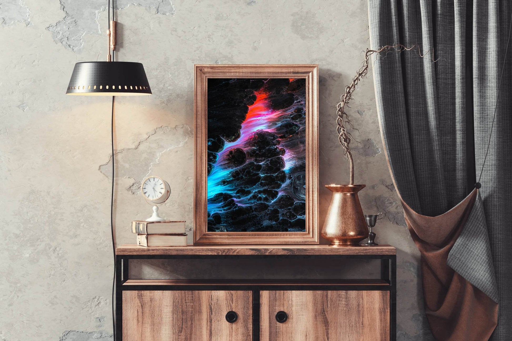 Dark Color Night View on Brush Strokes Abstract Wall Art - beink online art store