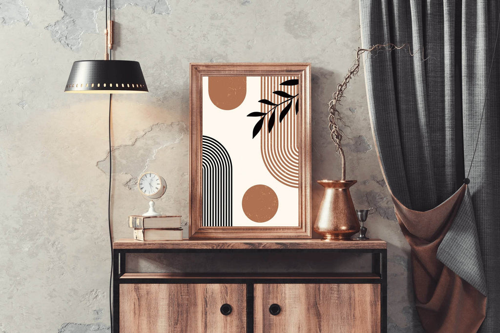 Black Olive Leaf With Patterned Colored Background Wall Art - beink online art store