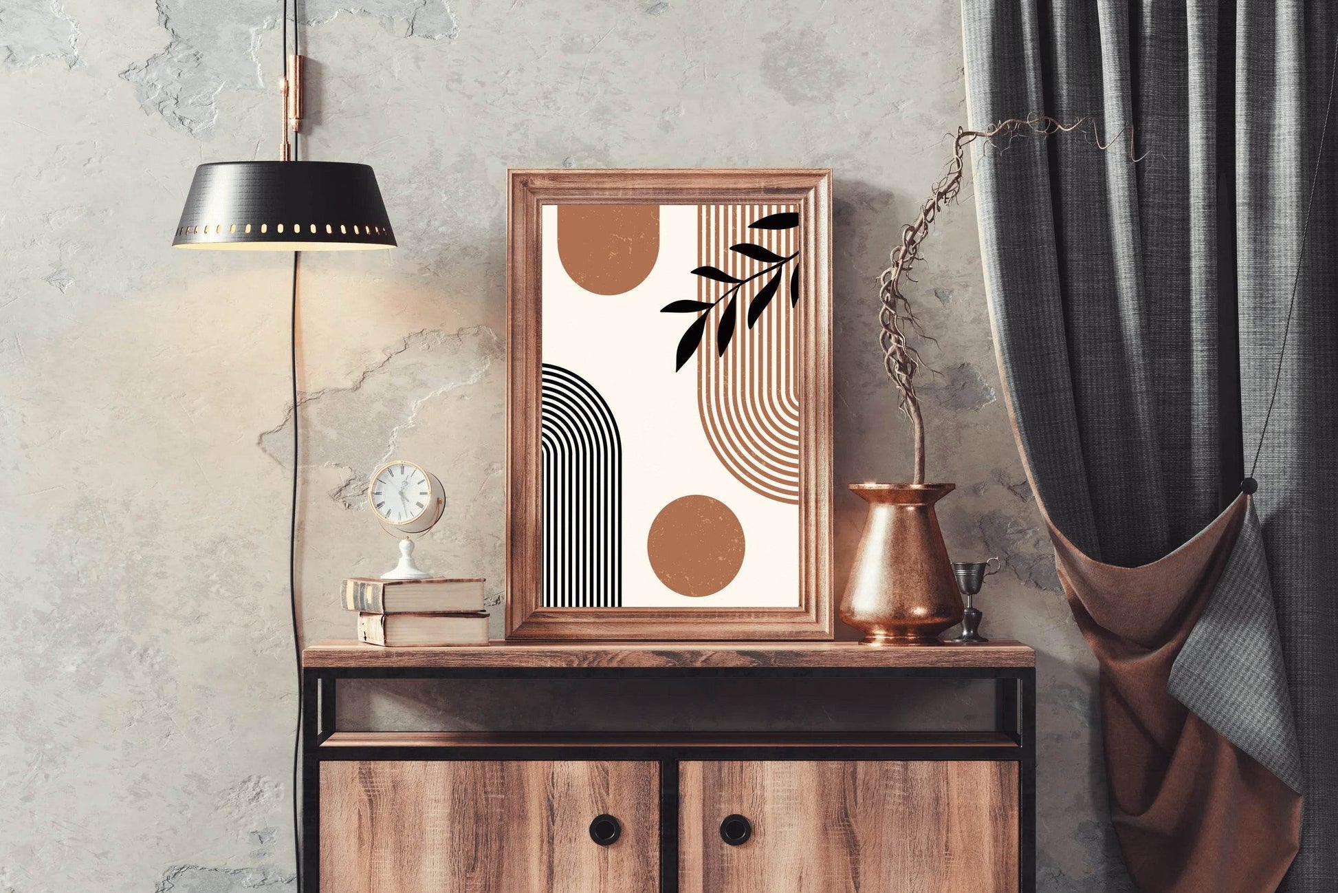 Black Olive Leaf With Patterned Colored Background Wall Art - beink online art store