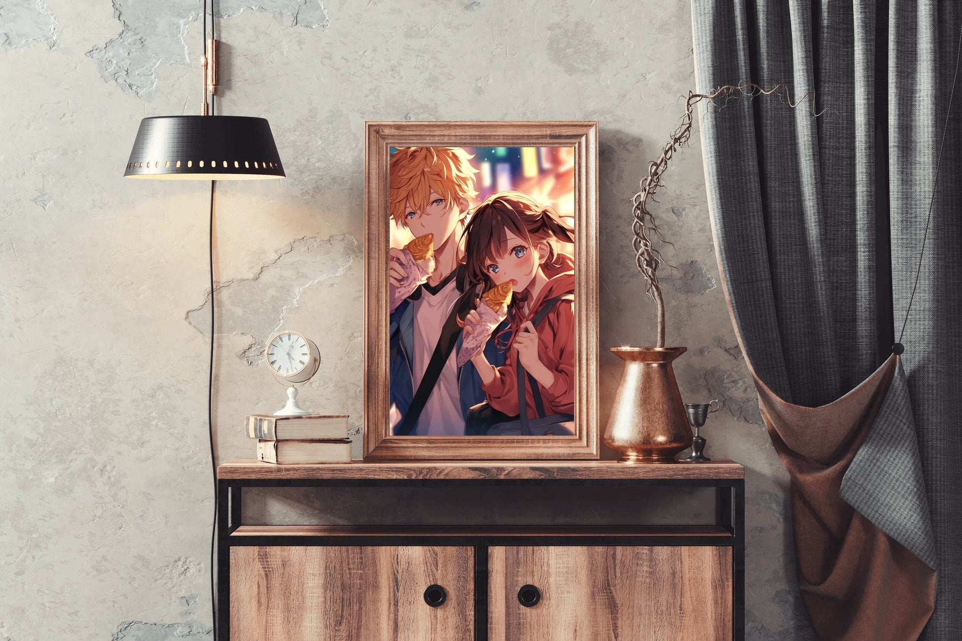 Anime style Boy and Girl couple Wall Art - beink online art store