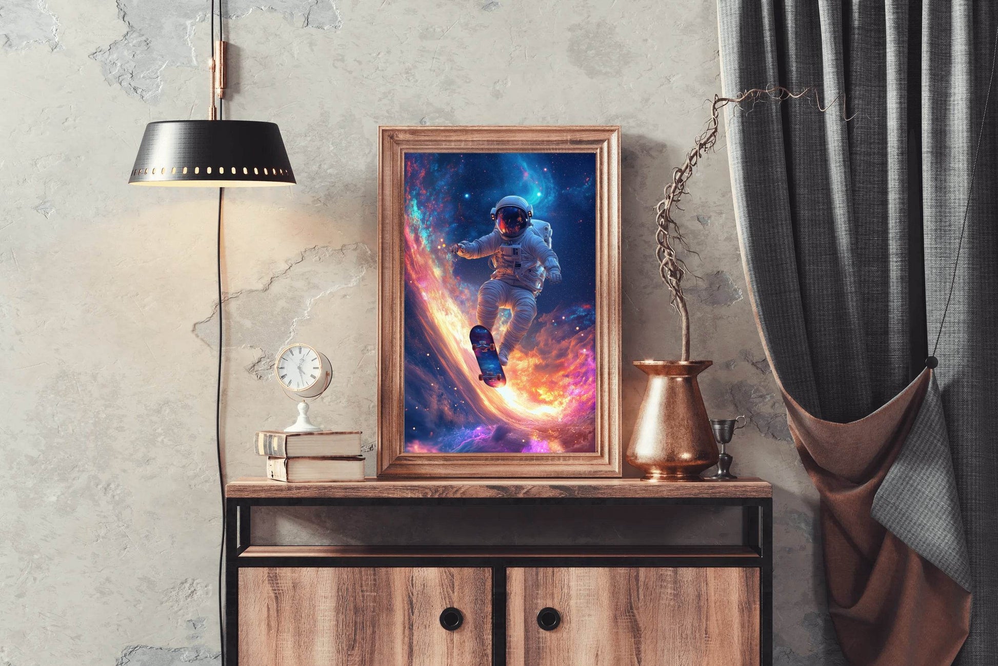Astronaut Floating Space with skate board - beink online art store