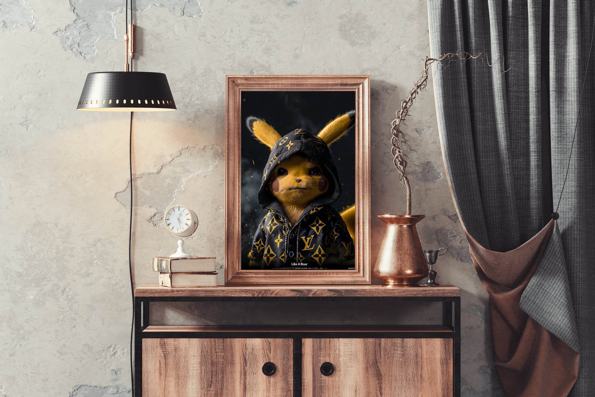 Painting of Pokemon Pikachi Wearing Jacket - beink online art store