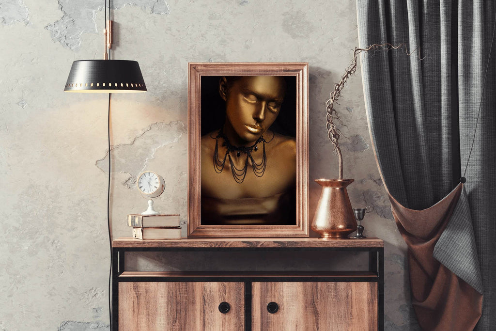 Golden Bust Of a Sleeping Person Wall Art - beink online art store