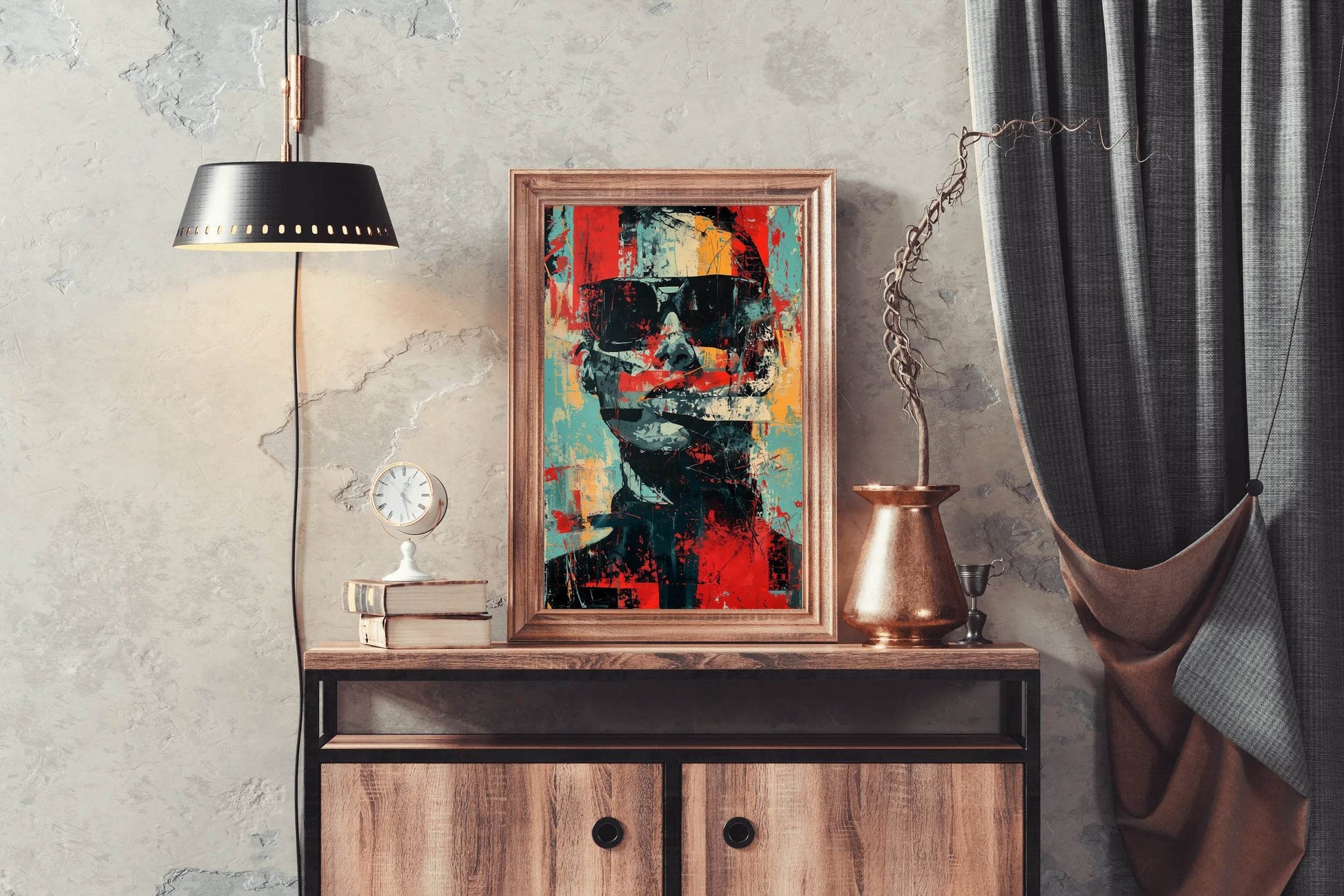 Oil Paint Strokes of Funky Man With Glasses Wall Art - beink online art store