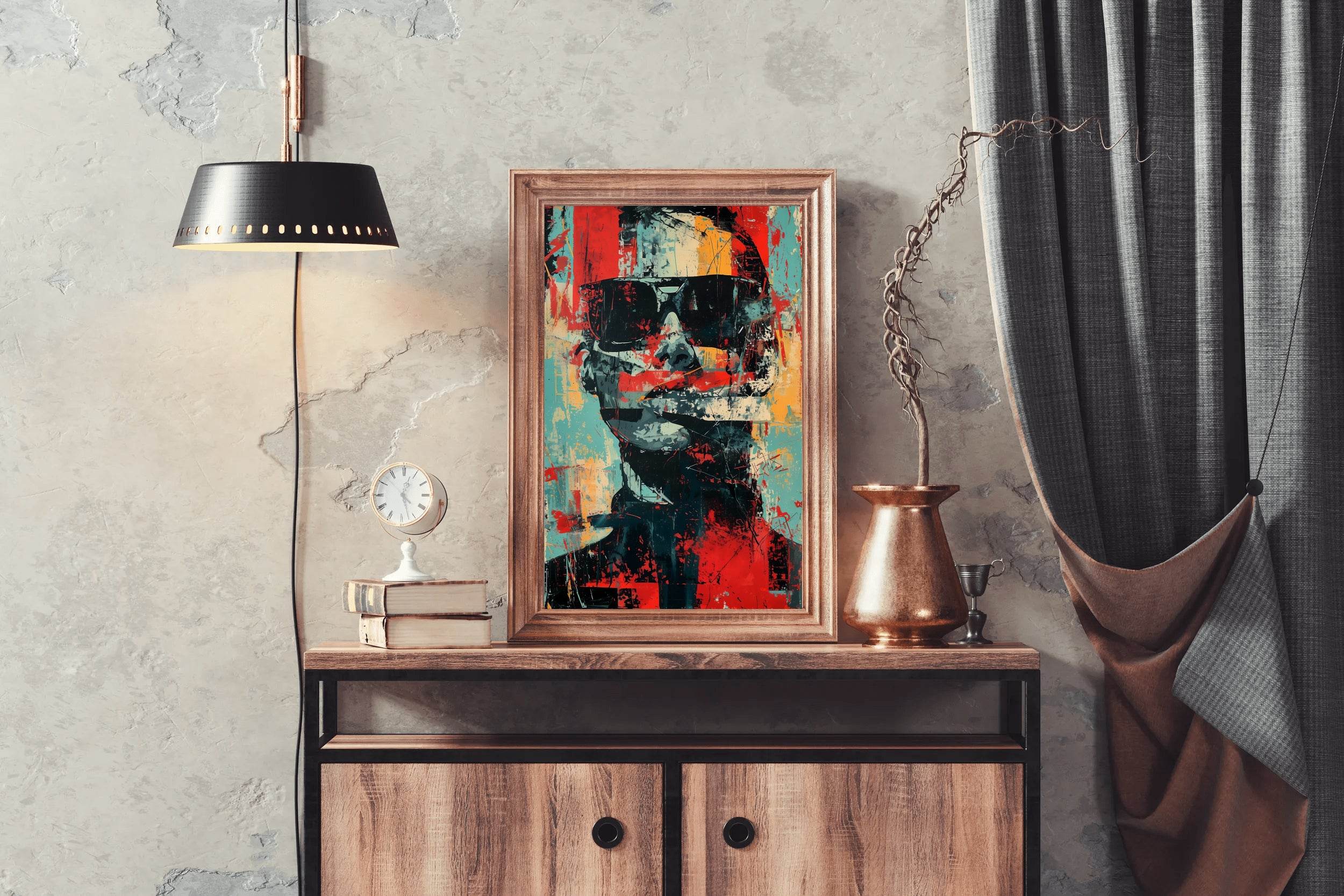 Oil Paint Strokes of Funky Man With Glasses Wall Art - beink online art store
