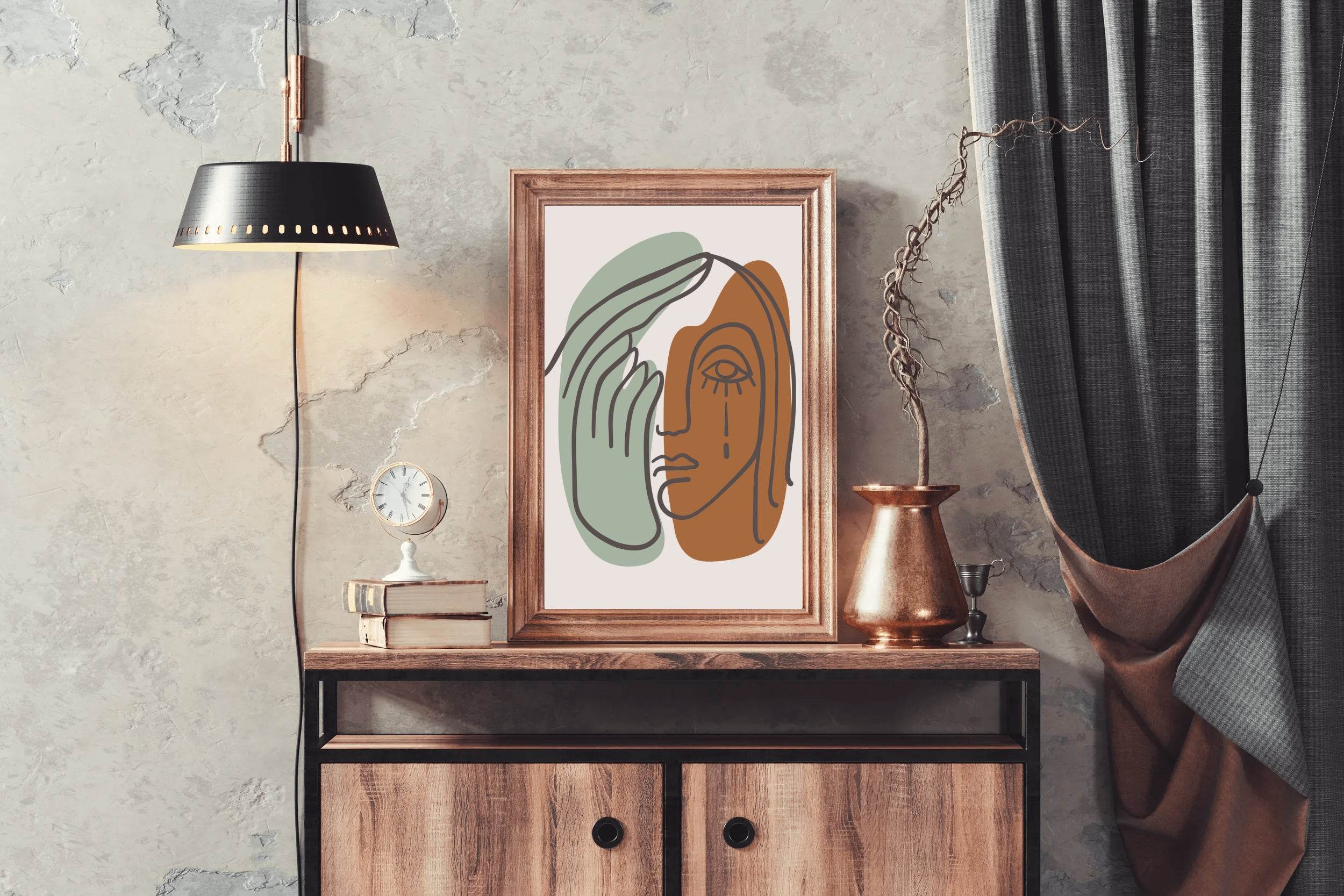 Minimalist Portrait with a Hand Covering an Eye ArtWork - beink online art store