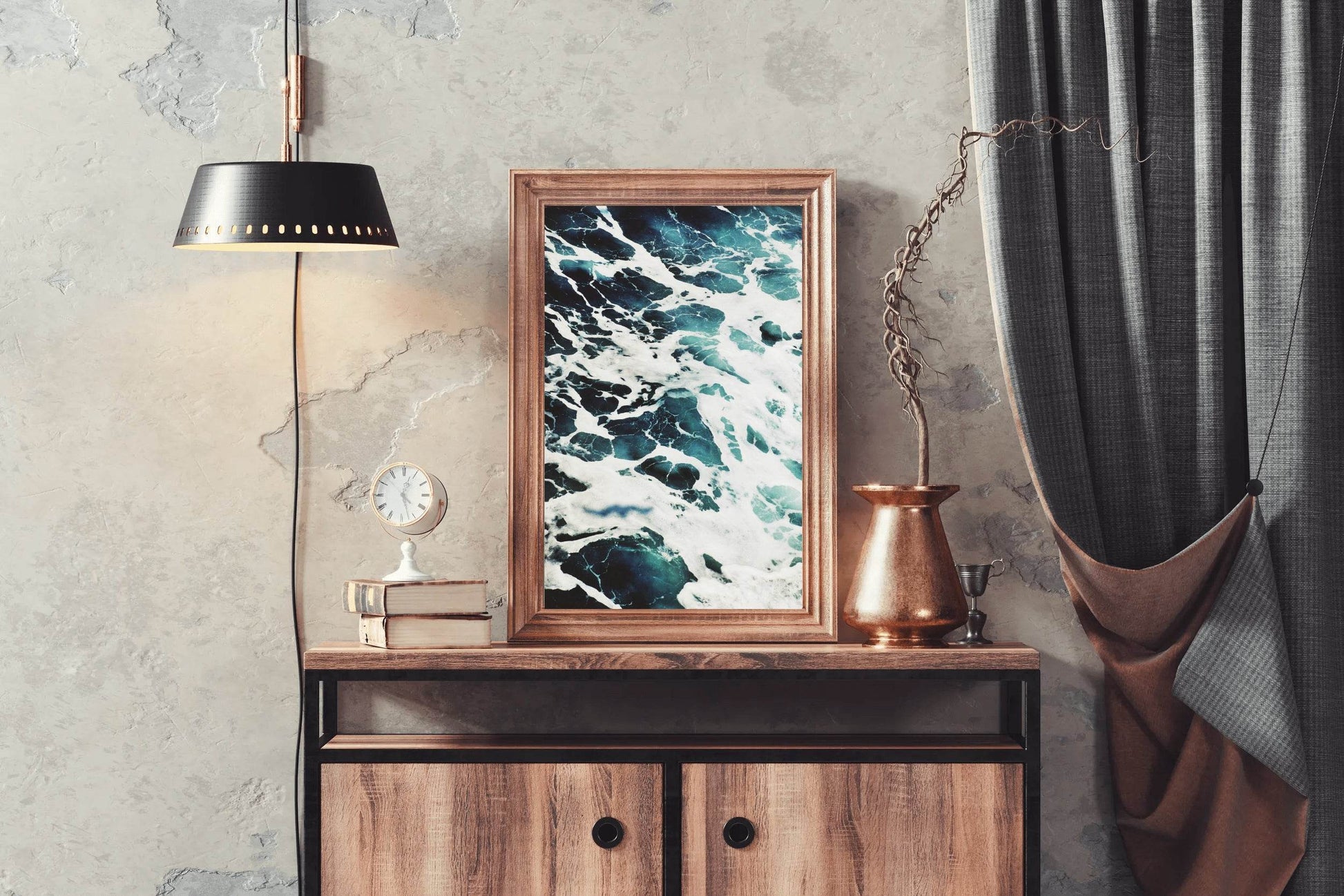 White Sea Waves Abstract Wall Art - beink online art store