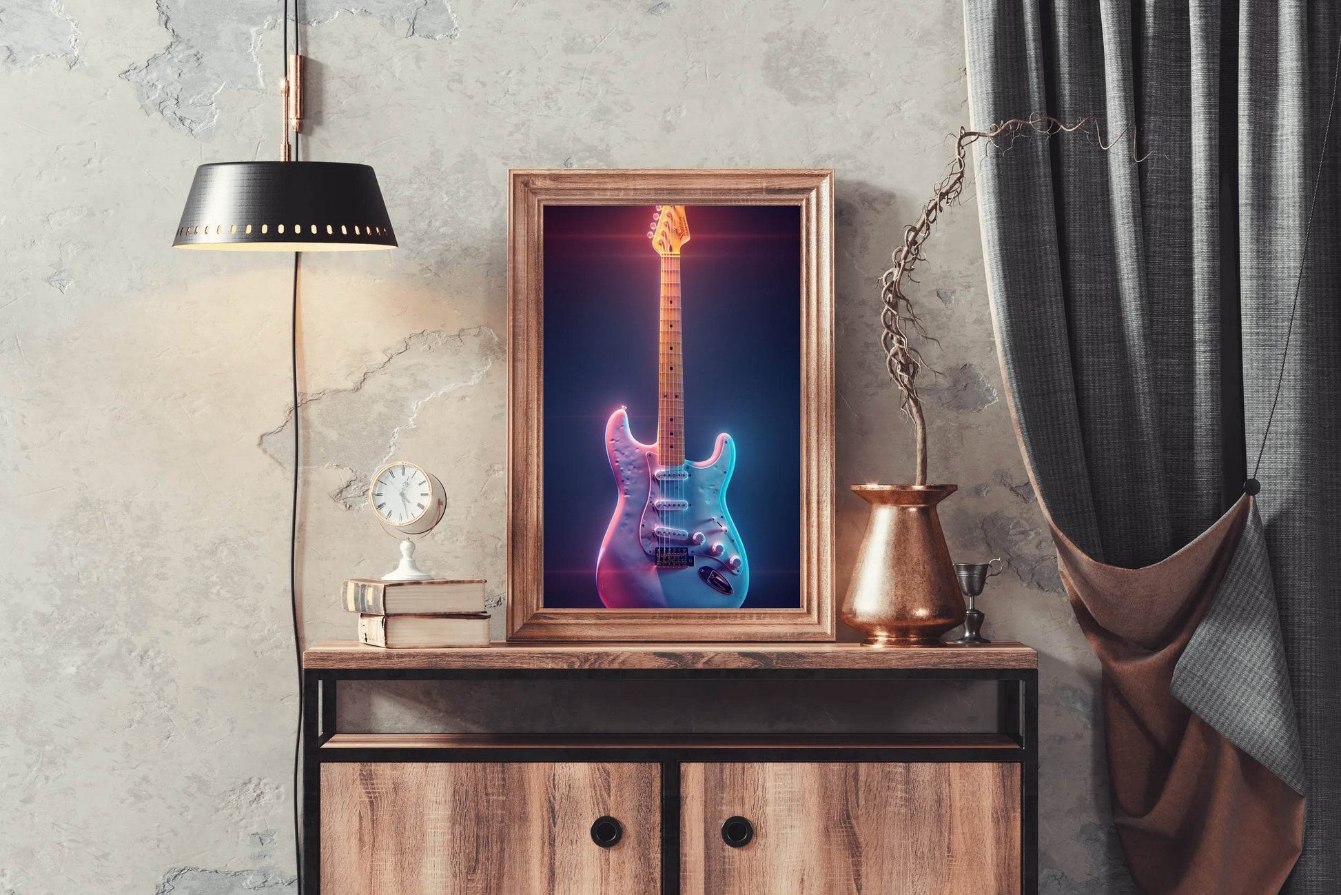 Electric Guitar With Fancy Color Wall Art - beink online art store