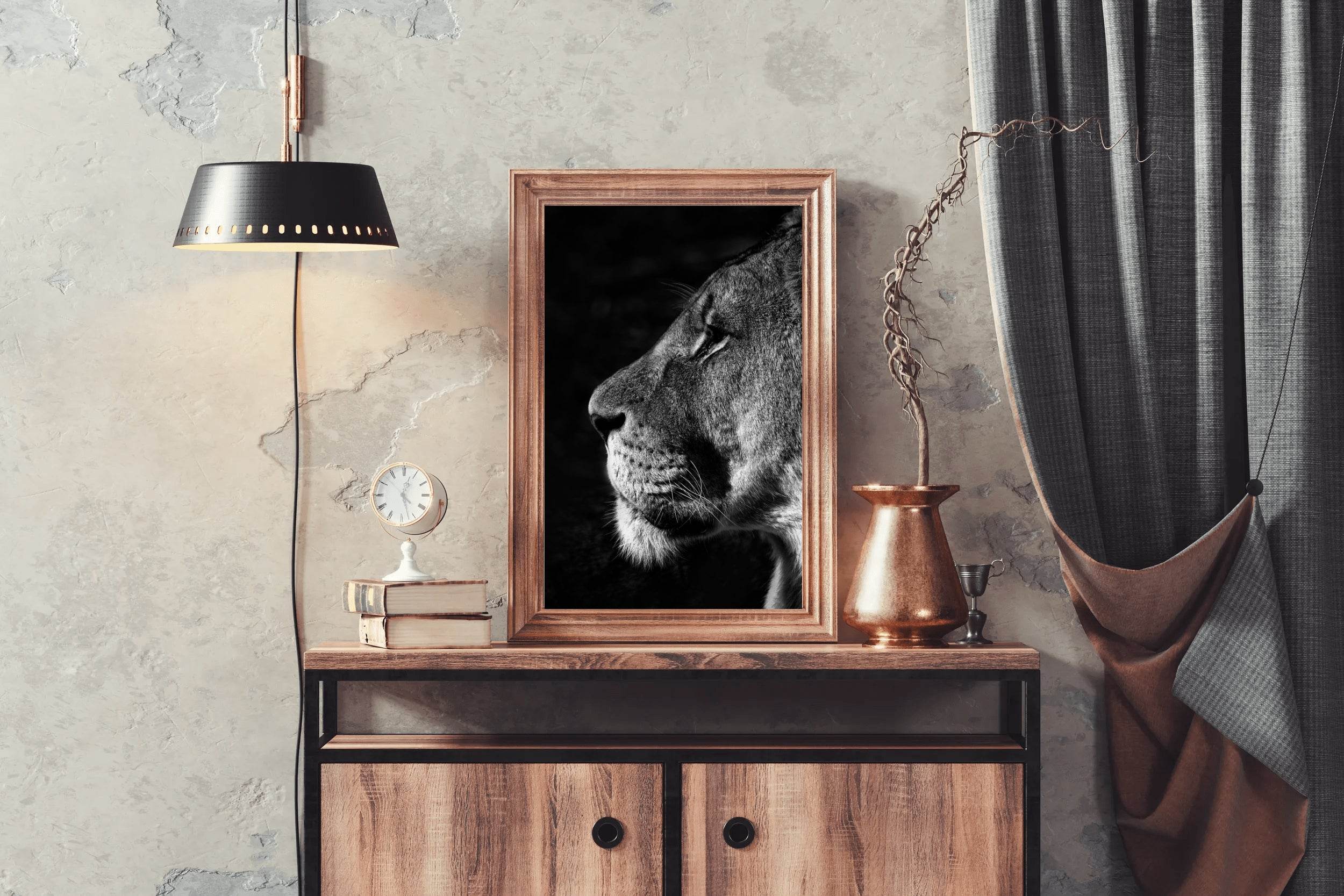 Barbary Lion Black & White Wall Art - beink online art store