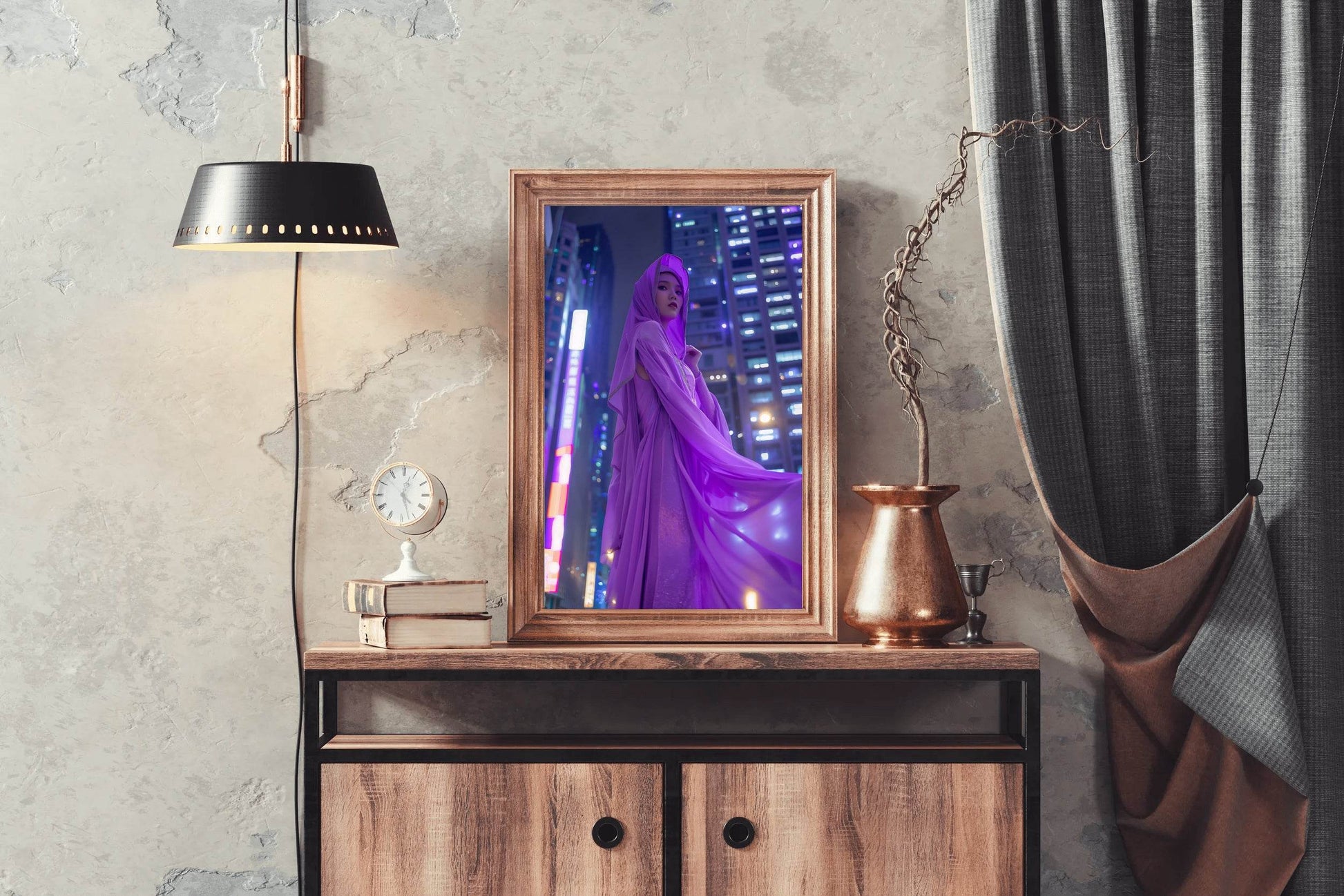 Purple Women Silk Dress Wall Art - beink online art store