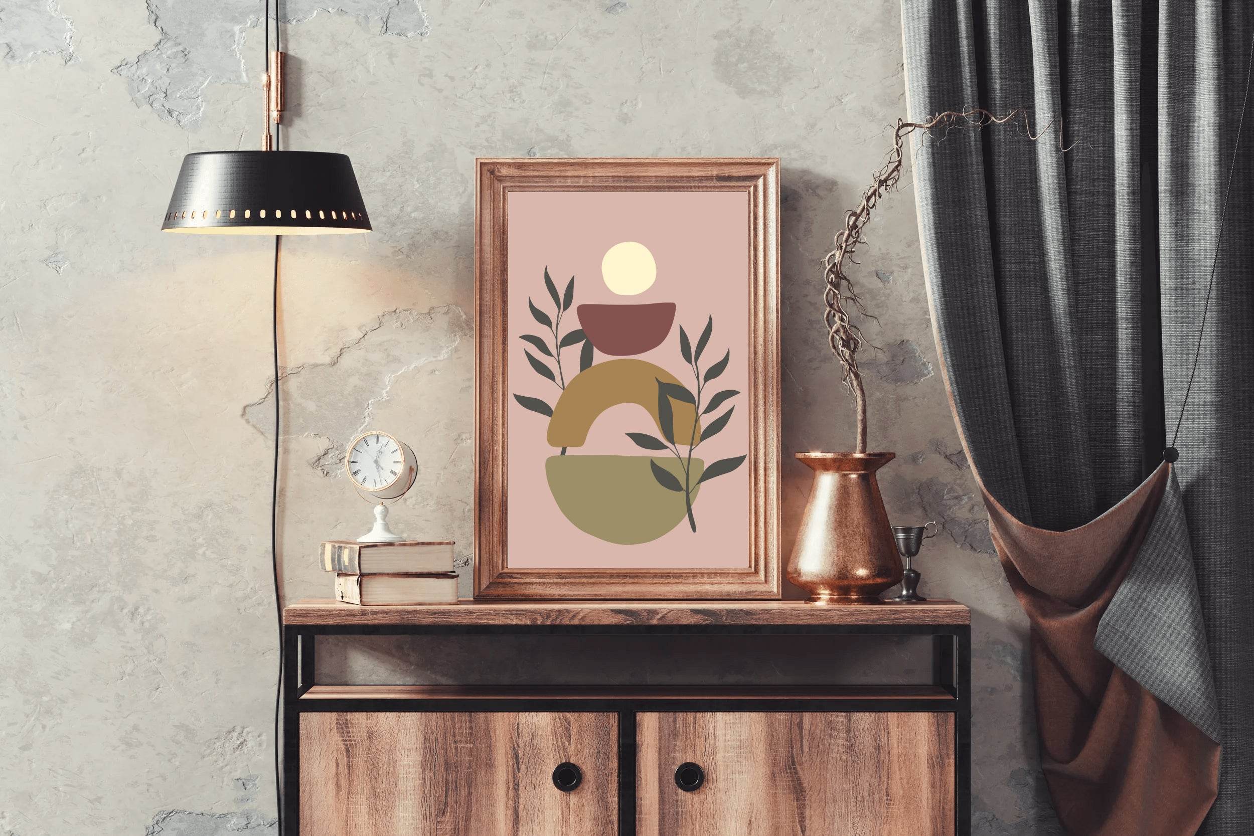 Geometric Shapes with Leaf ArtWork - beink online art store