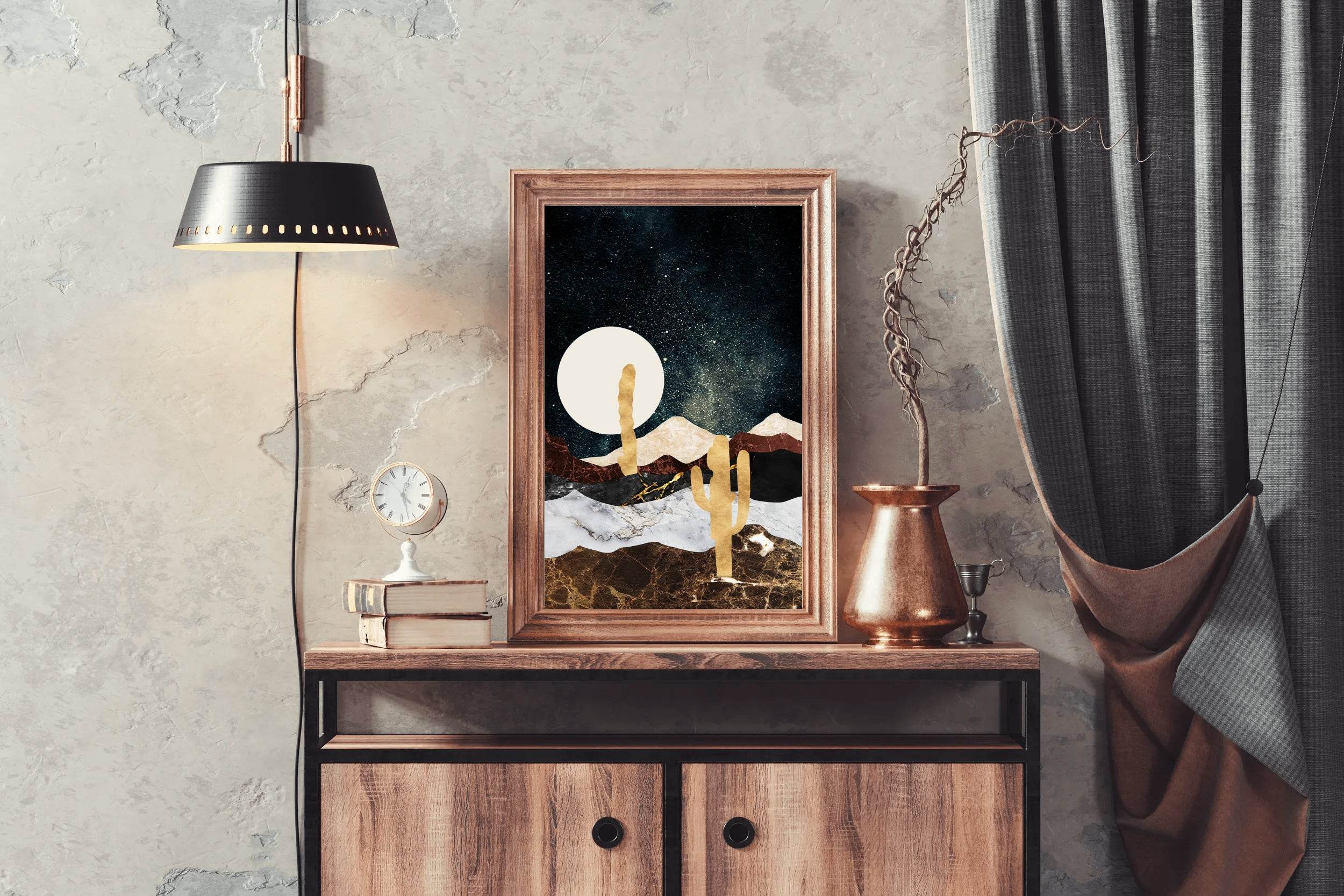 Desert Moonlit Modern Wall Art - beink online art store