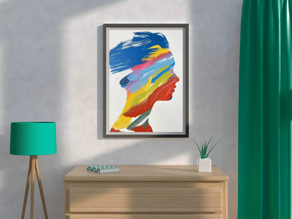 Color Portrait Of A Human Head Wall Art - beink online art store