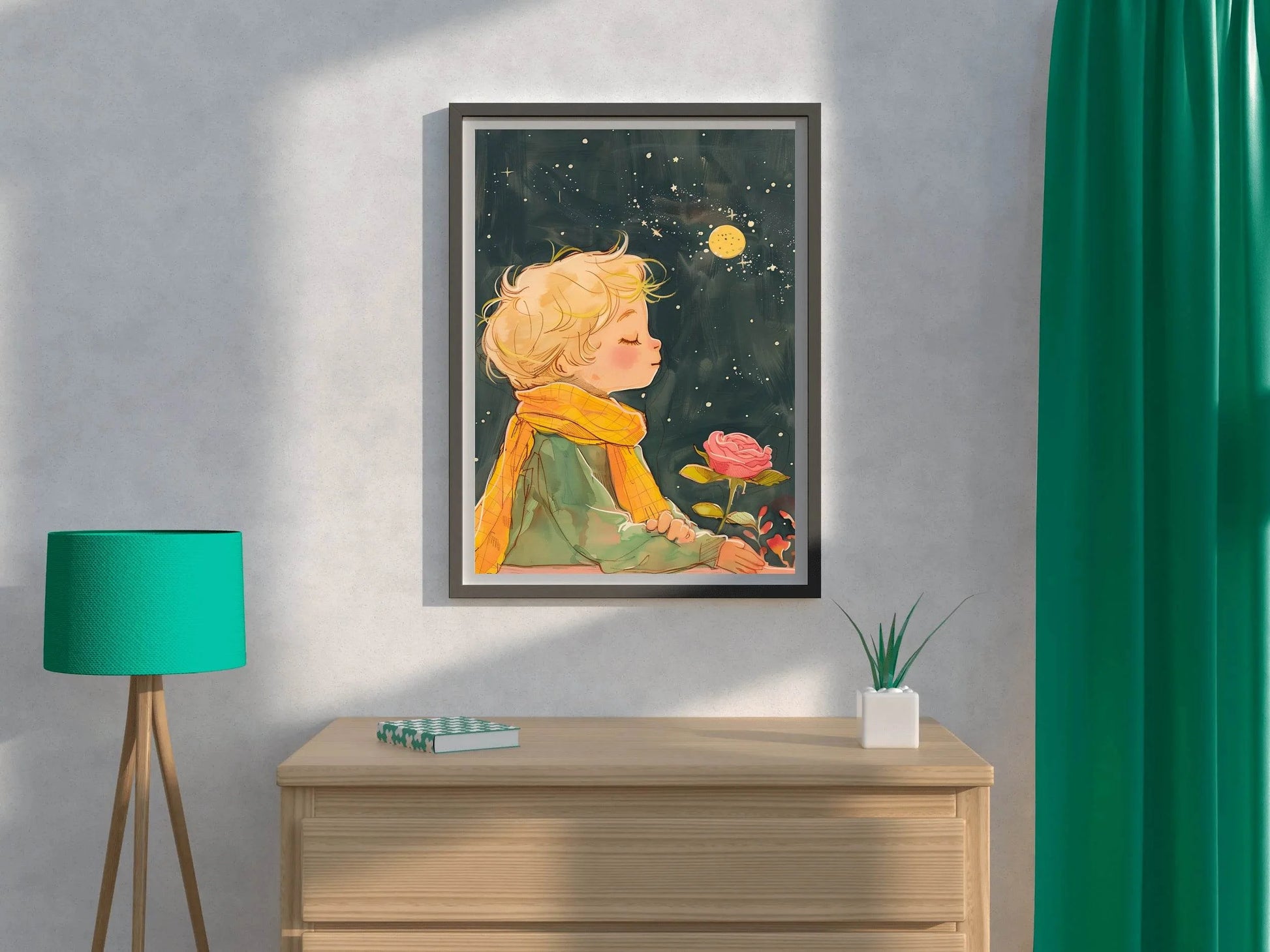 Painting of a Girl With Moon Background - beink online art store
