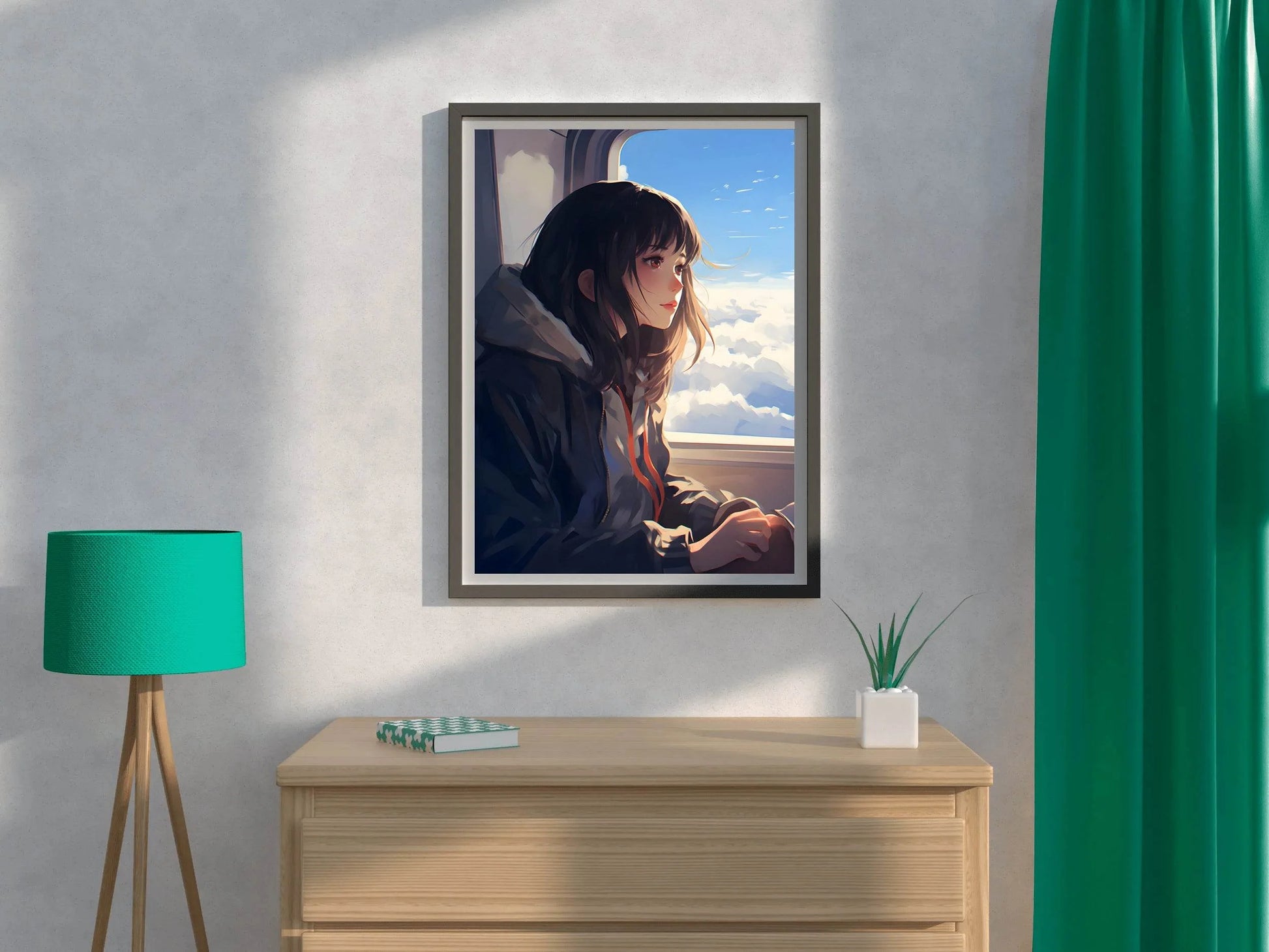 Anime character traveling in Plane Anime Wall Art - beink online art store