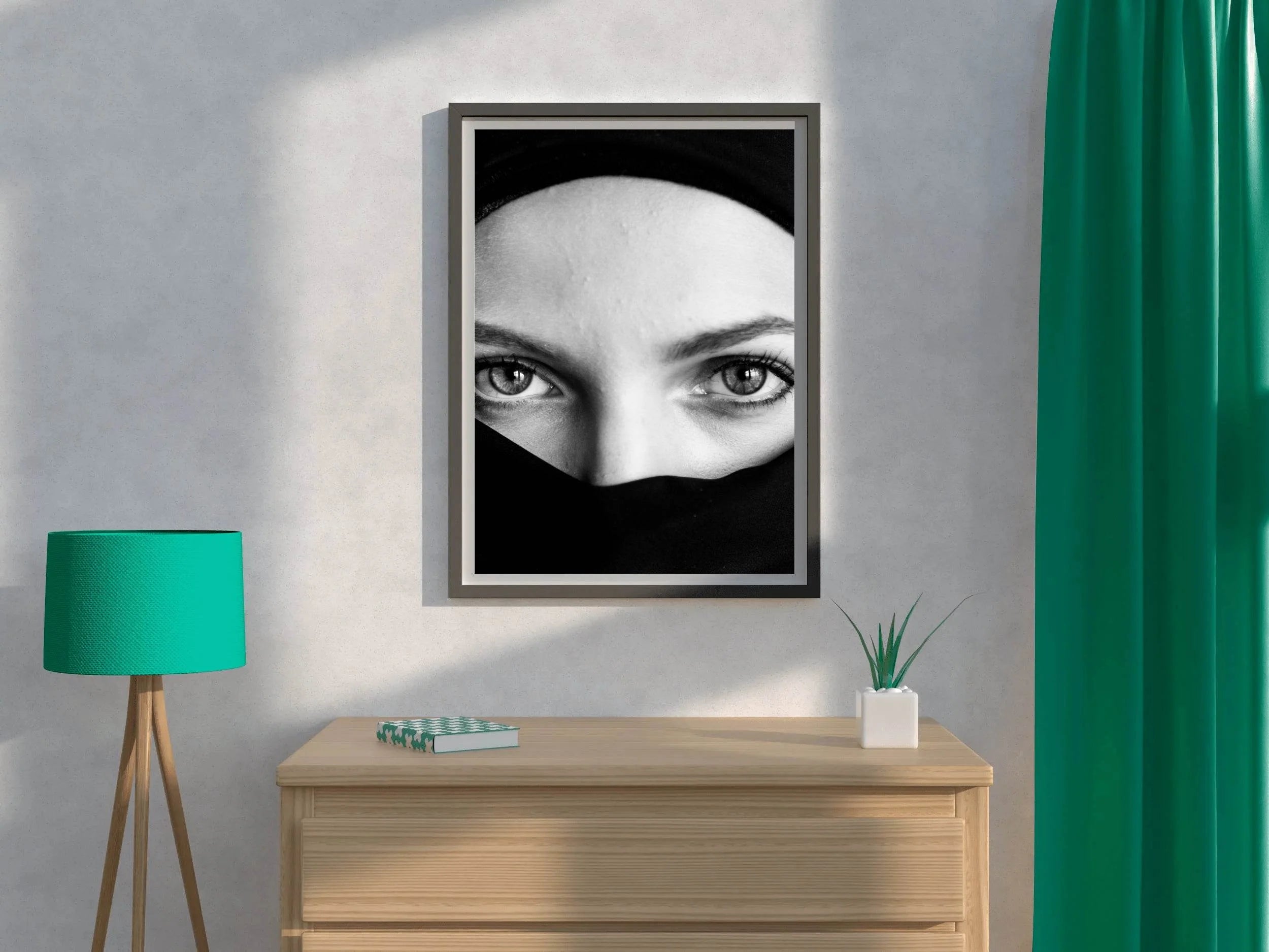 Woman Wearing Burqa Black & White Wall Art - beink online art store