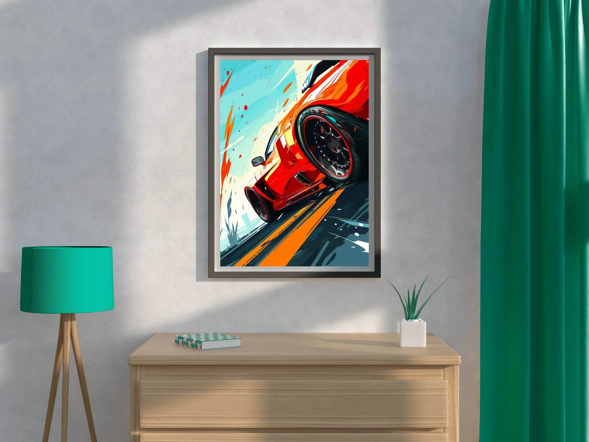 Ferrari Red Cartoon Style Wall Art - beink online art store