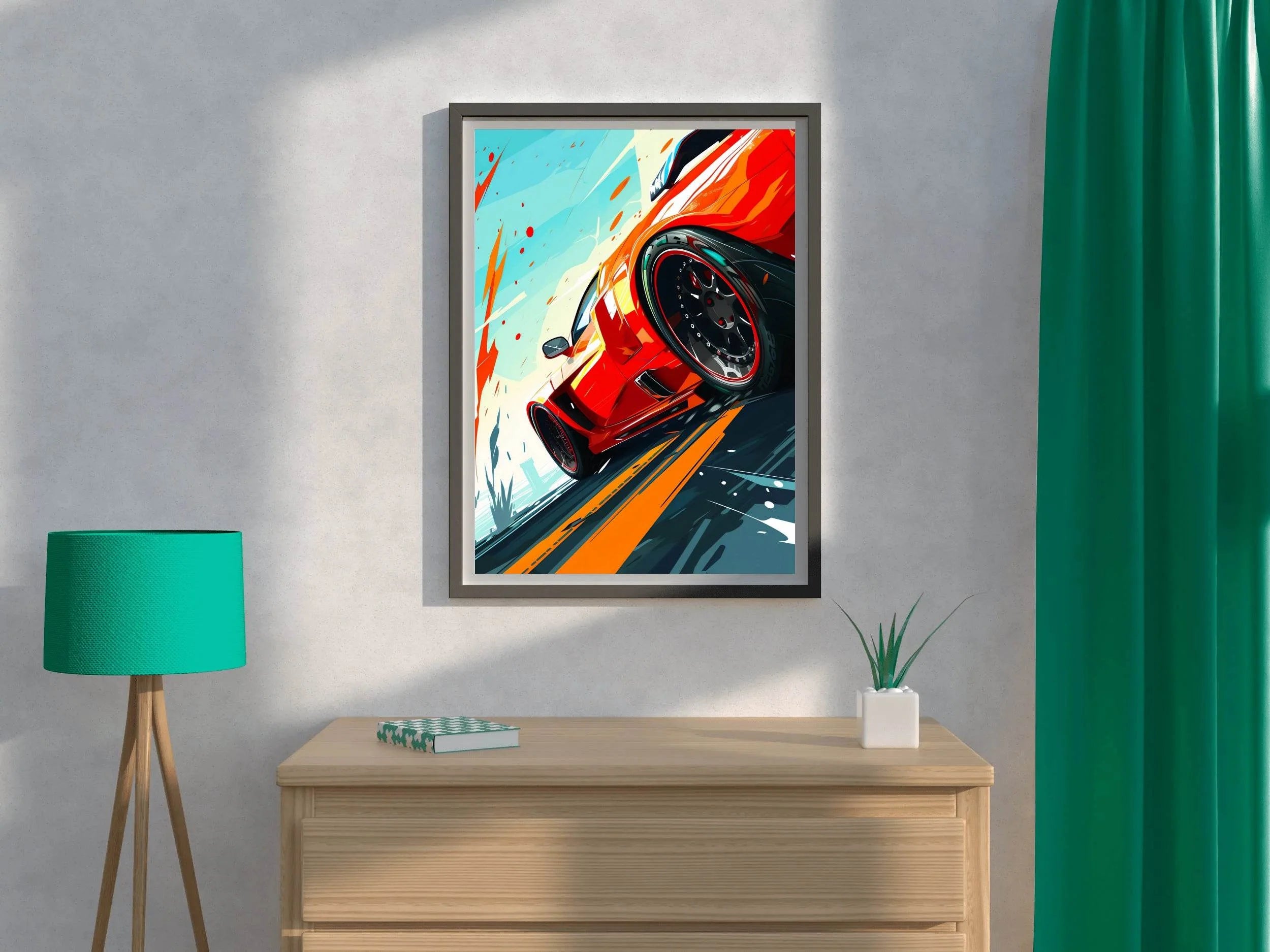 Ferrari Red Cartoon Style Wall Art - beink online art store