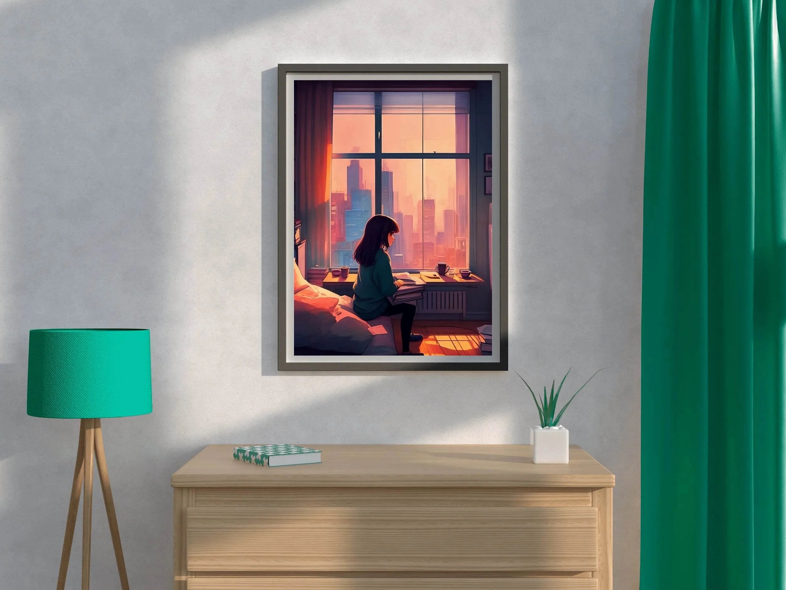 Lofi Girl in Room Anime Wall Art - beink online art store