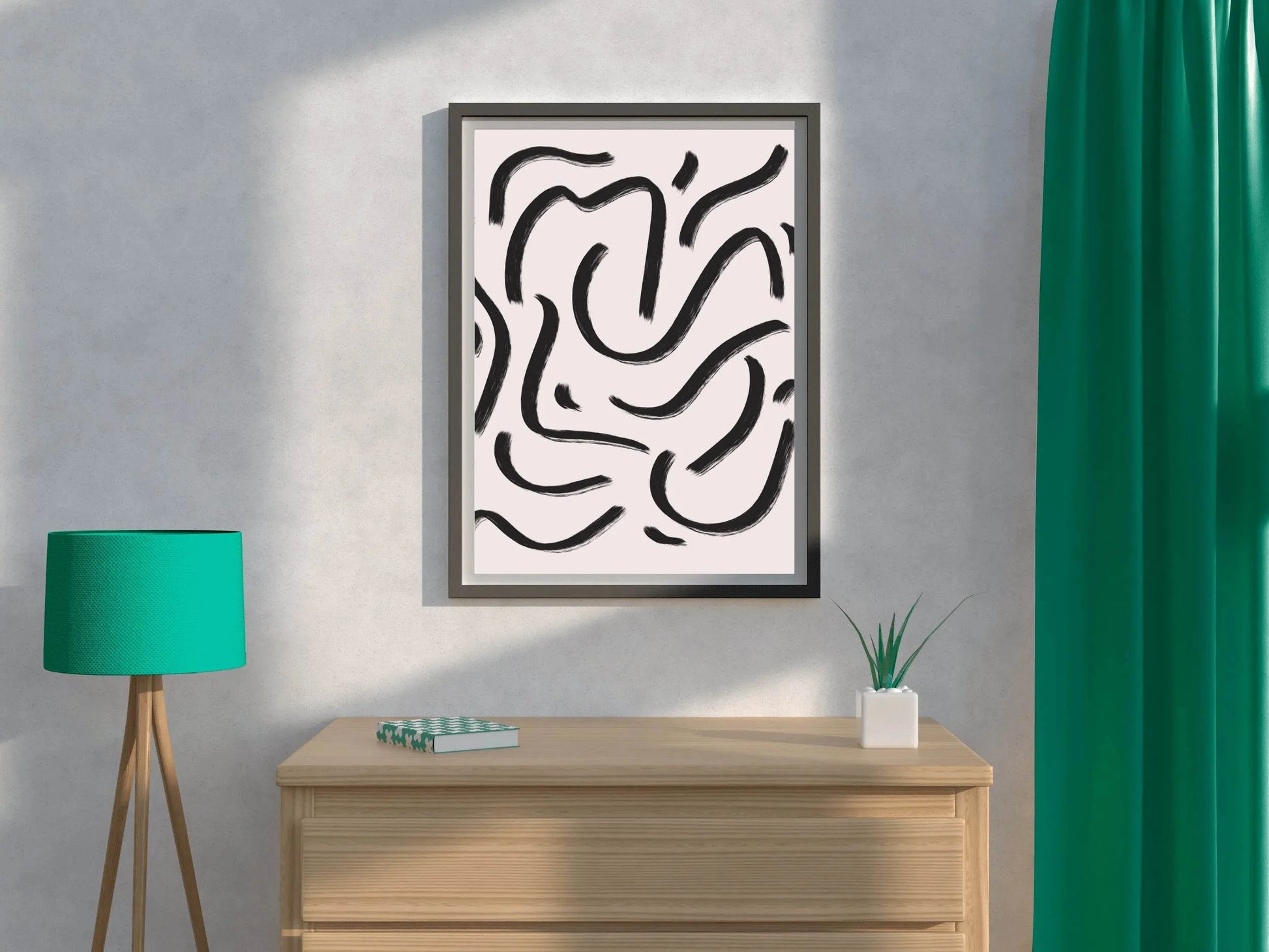 Black Spiral Lines Wall Art - beink online art store