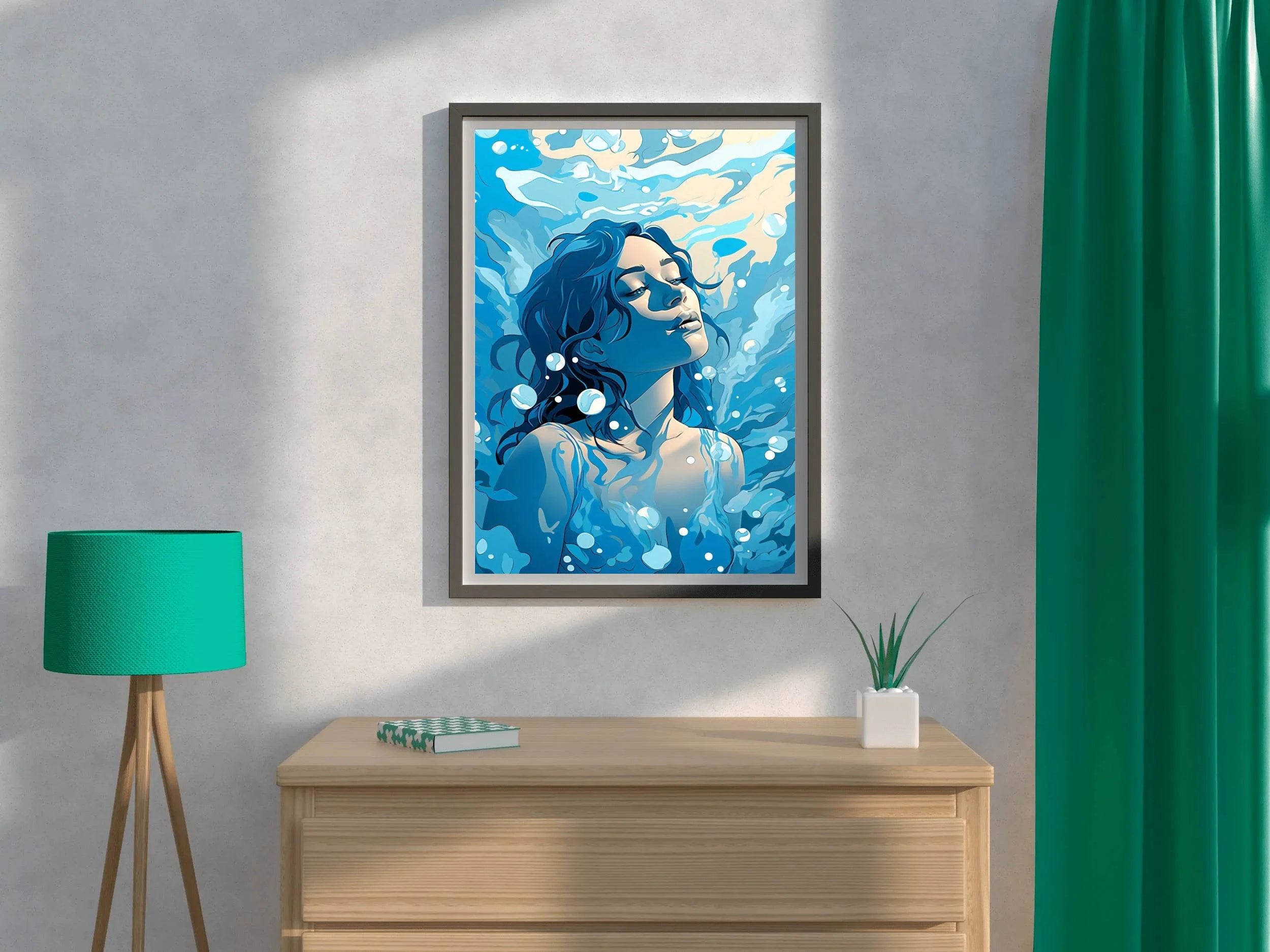 Girl Underwater Anime Wall Art - beink online art store
