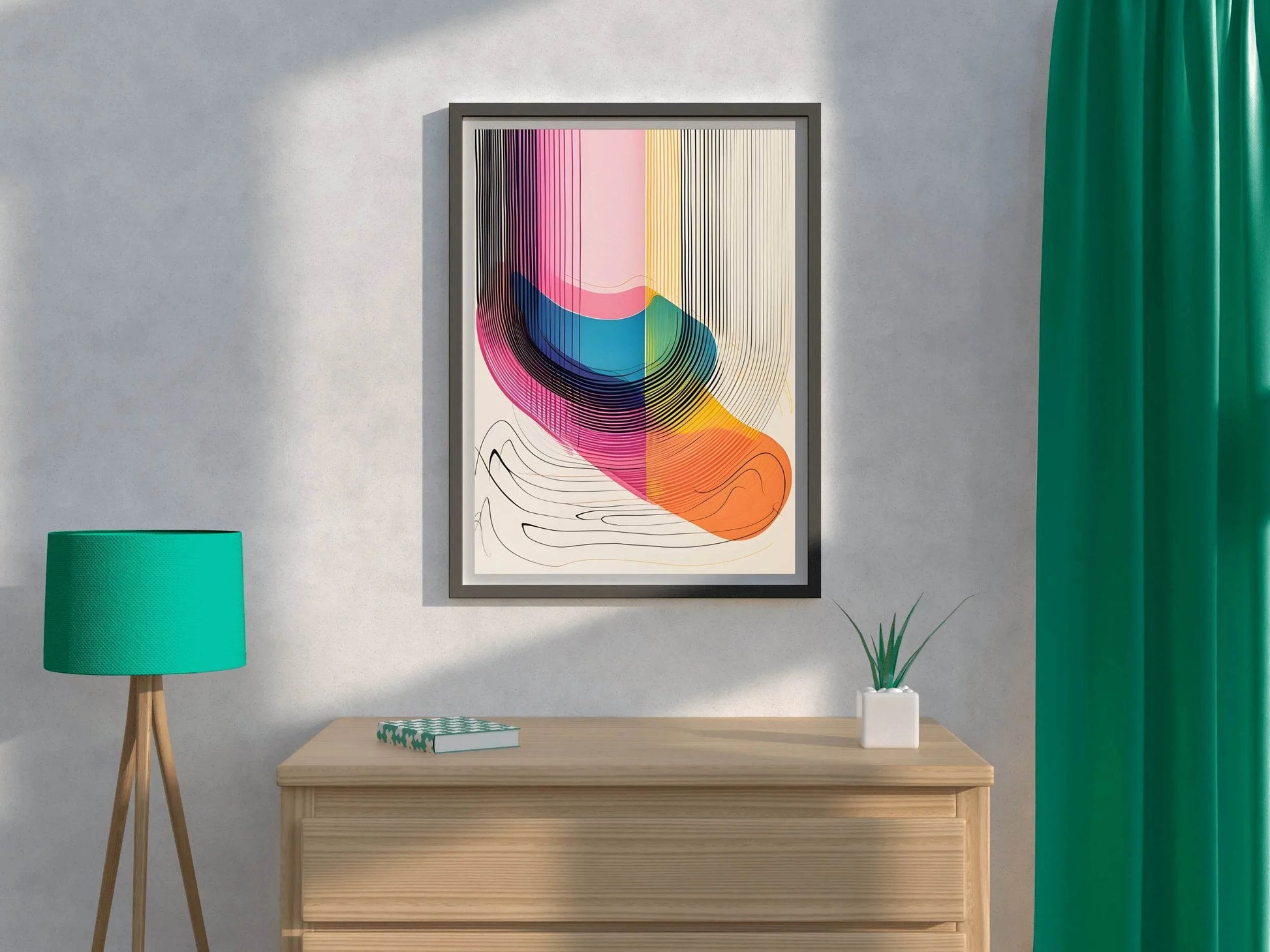 A Close Up of a Colorful Wavy Pattern Digital Art - beink online art store