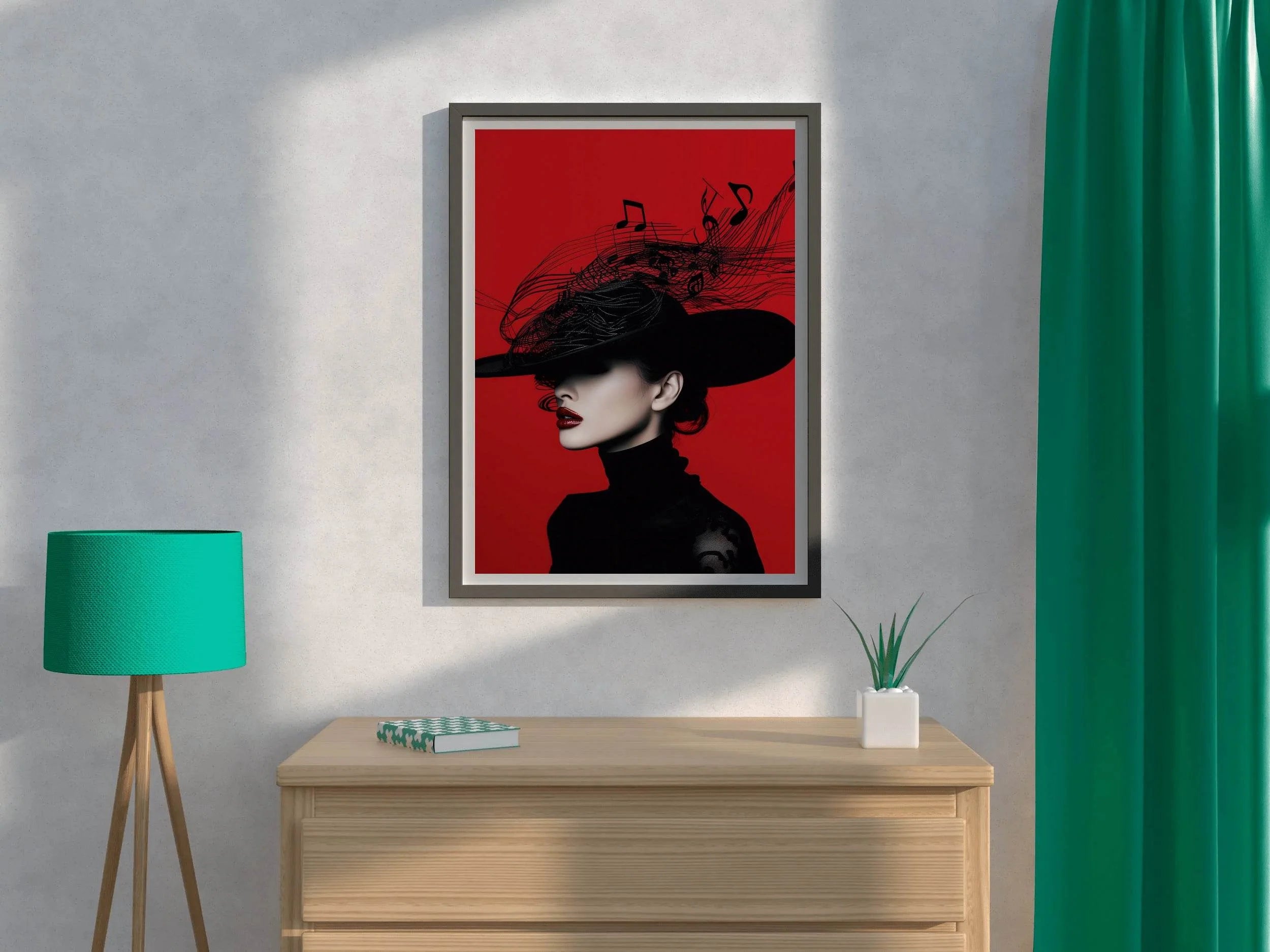 Elegant Lady With Black Hat Modern Wall Art - beink online art store