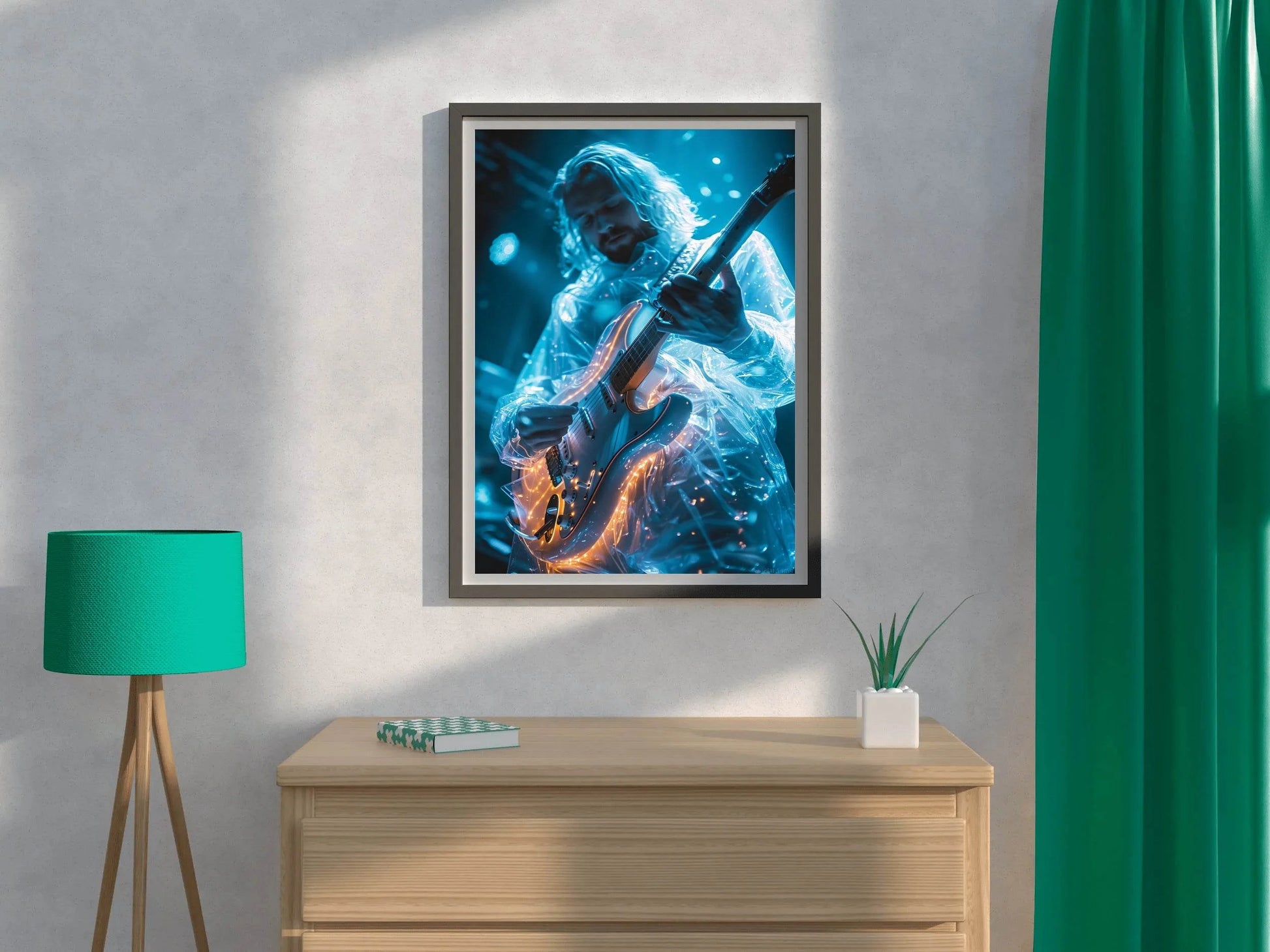 Ice Sketch Guitar Player Walll Art - beink online art store
