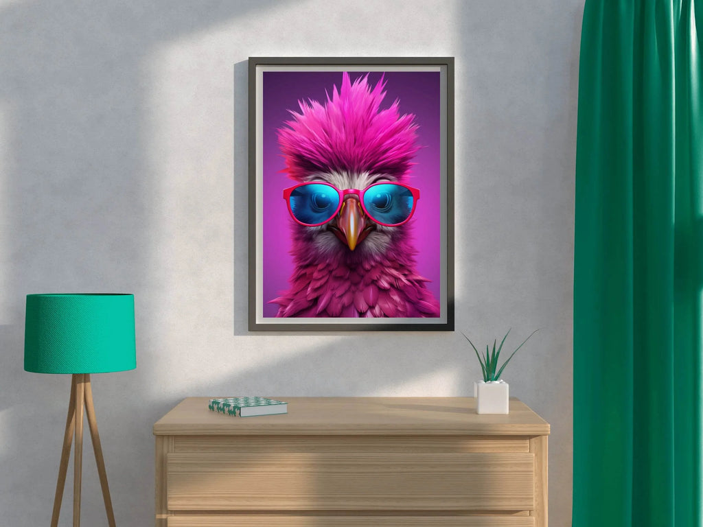 Purple Color Bird Wearing Glasses Wall Art - beink online art store