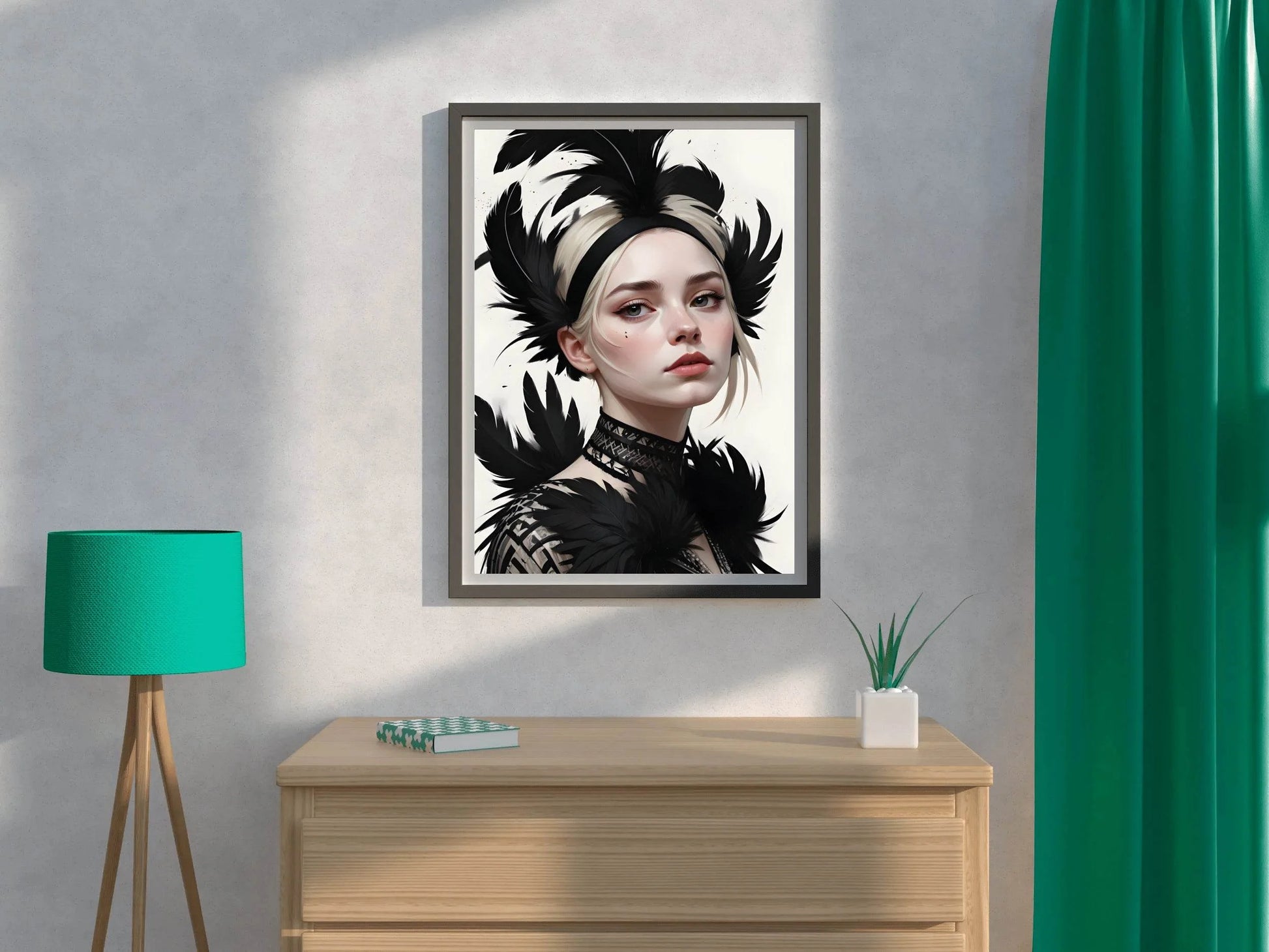 Lady with Blonde Hair feather Wall Art - beink online art store