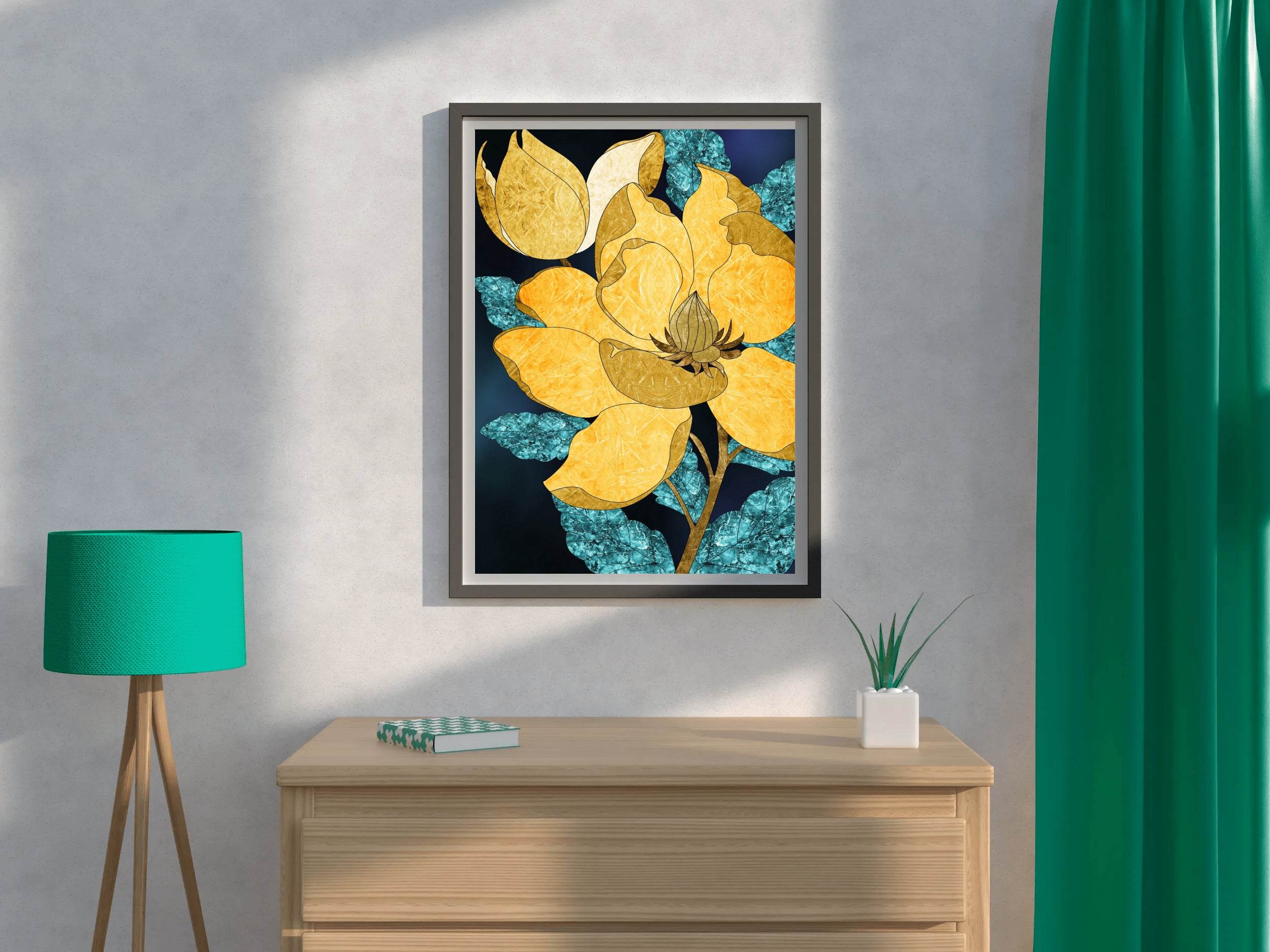 Golden Bloom Modern Wall Art - beink online art store