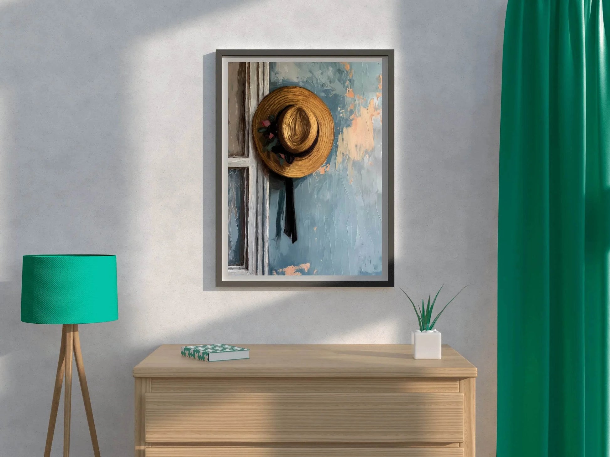 Women Wide Brim Hat Painting Wall Art - beink online art store